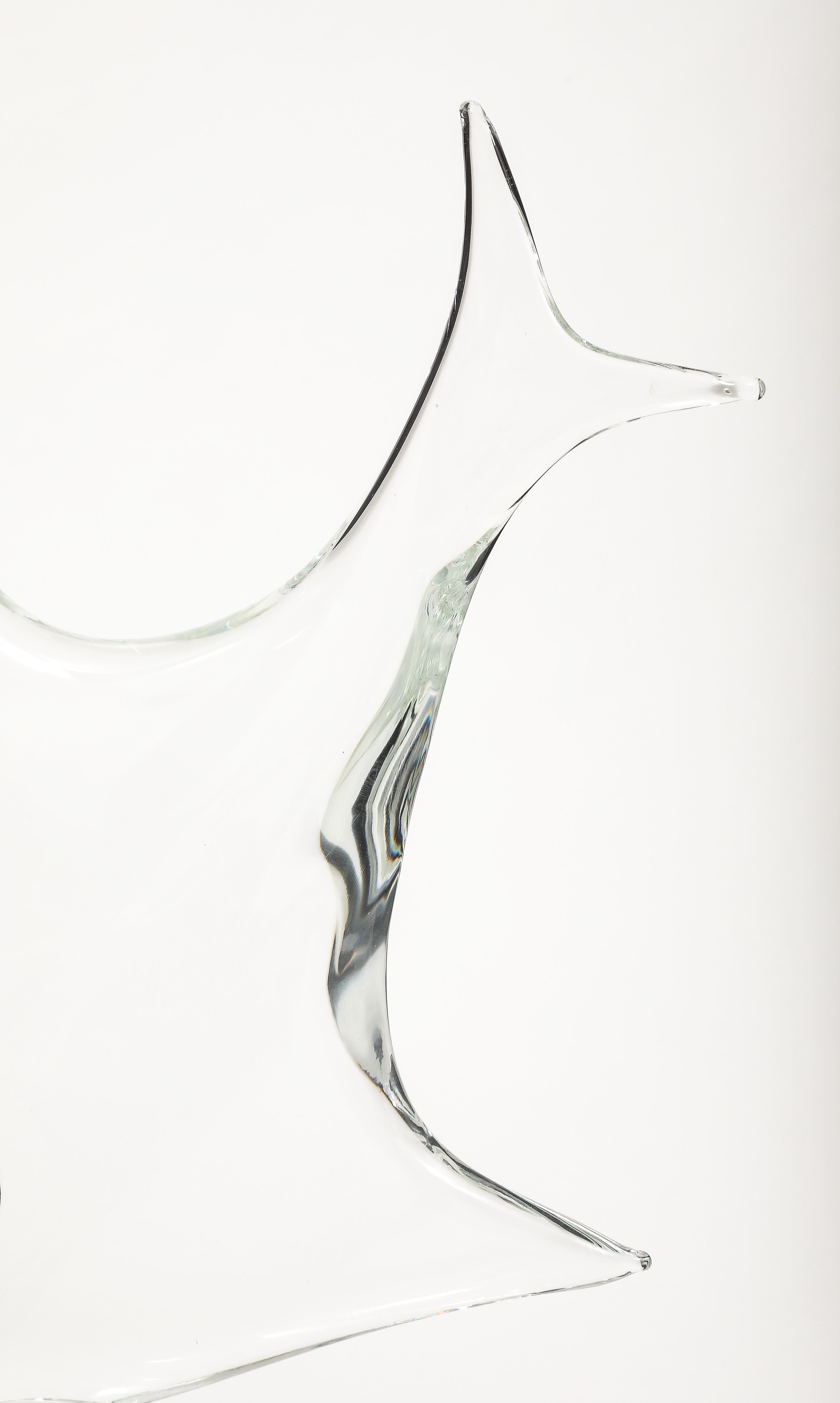 1970's mid-century modern Murano glass sculpture by Licio Zanetti, in vintage original condition with minor wear and patina due to age and use, there is a few light scratches to the base.