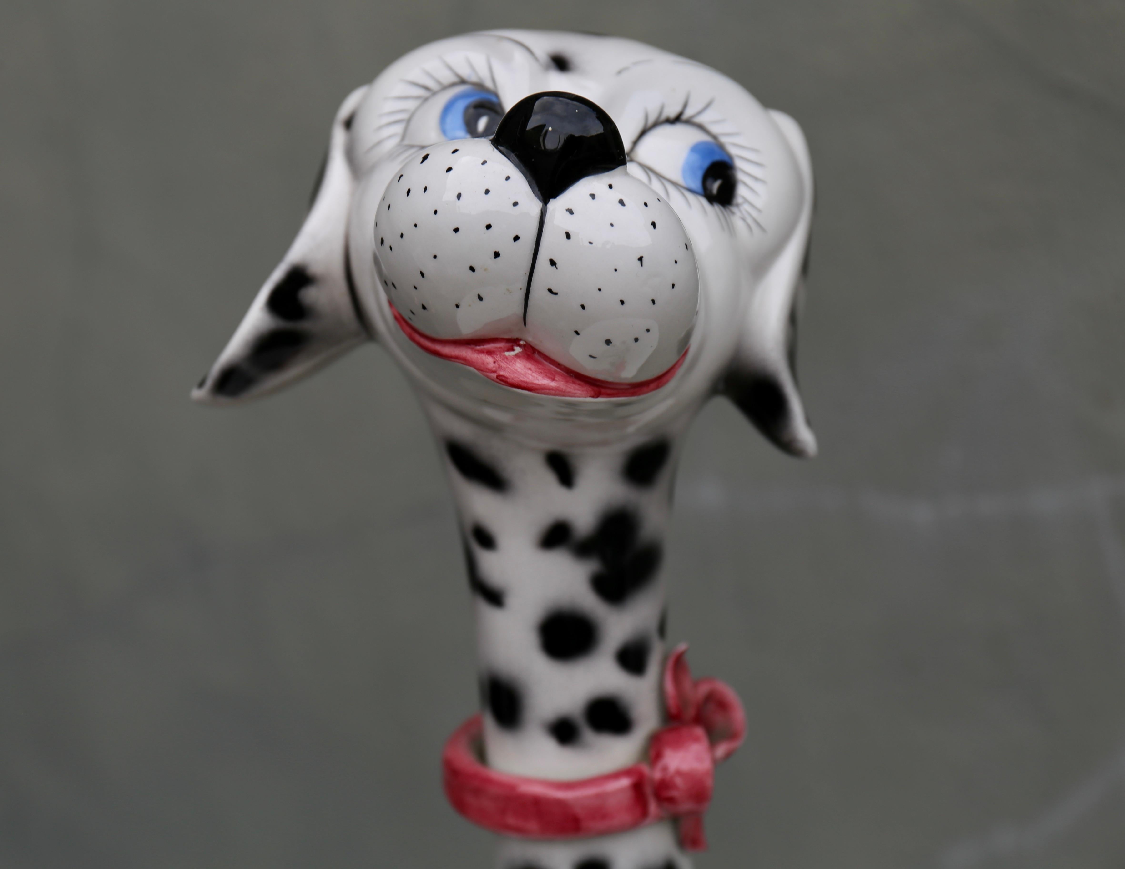 1970s Life Size Italian Terracotta Dalmatian Dog Figurine with Majolica Glaze For Sale 5