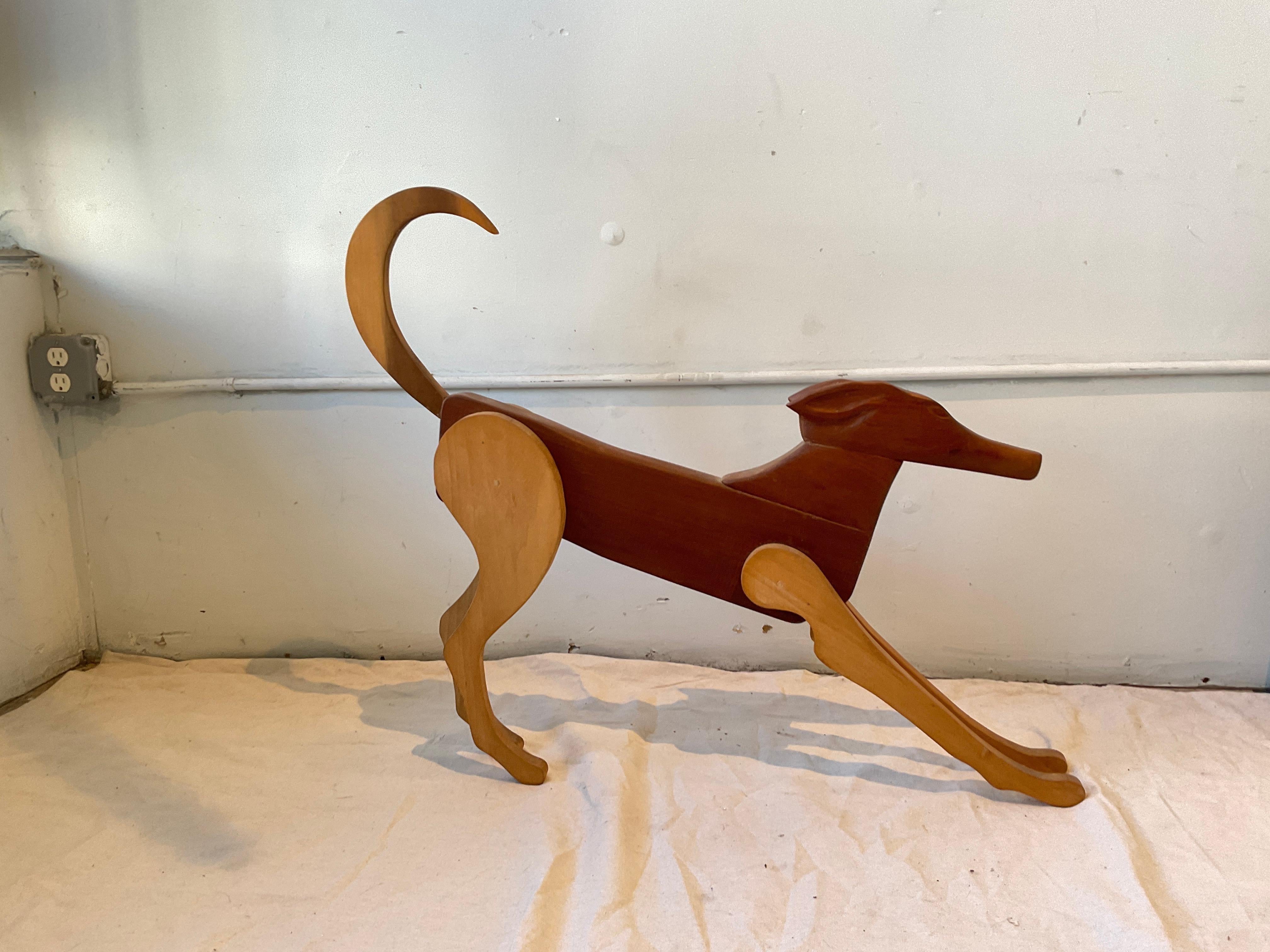 1970s Life Size Wood Dog Sculpture  For Sale 2