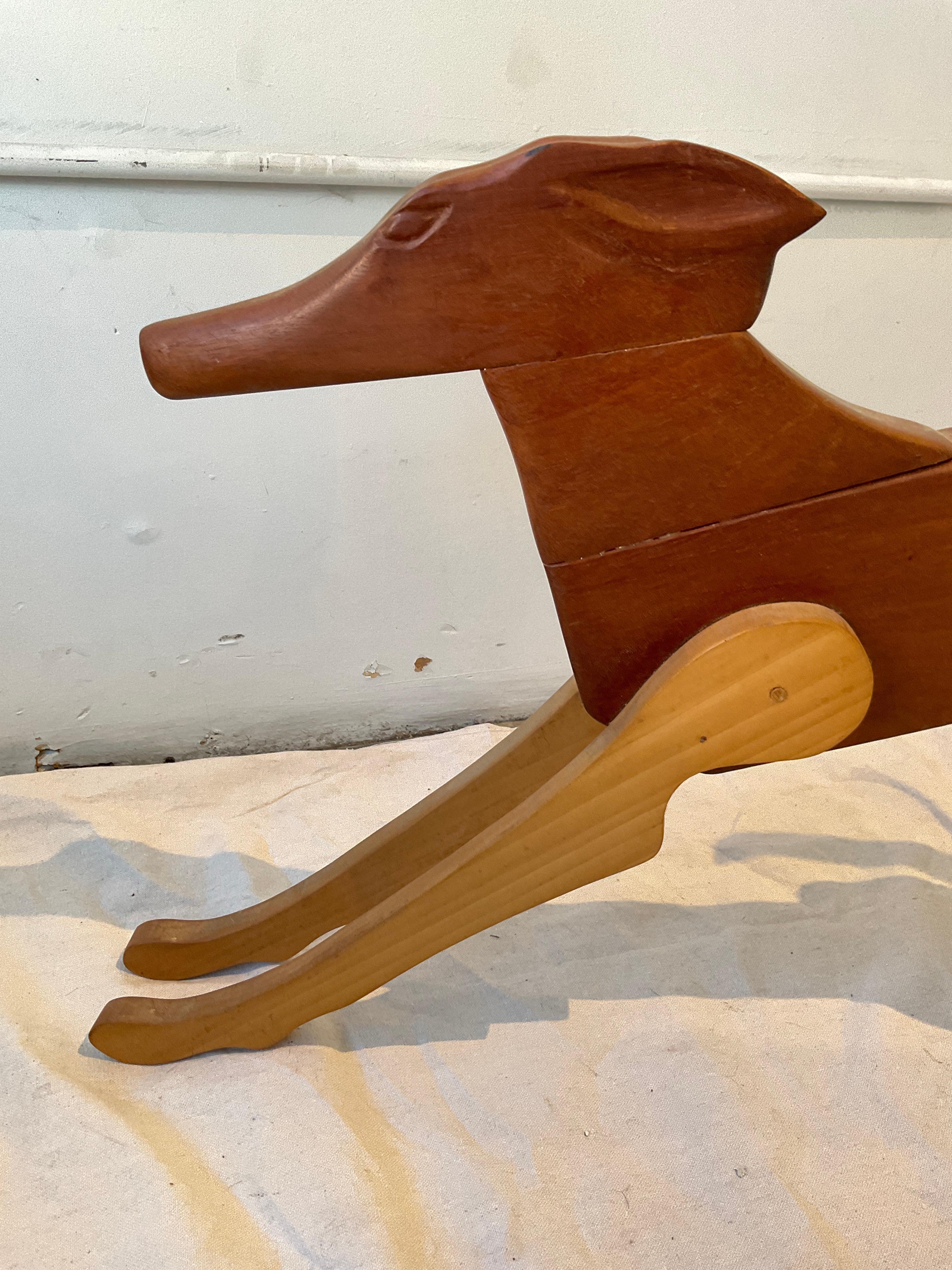 1970s Life Size Wood Dog Sculpture  For Sale 4