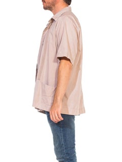 1970S Light Brown Cotton Blend Men's Cuban Cigar Shirt