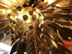 1970s Lighting Palm Tree in Gilded and Polished Brass, Maison Jansen in Paris