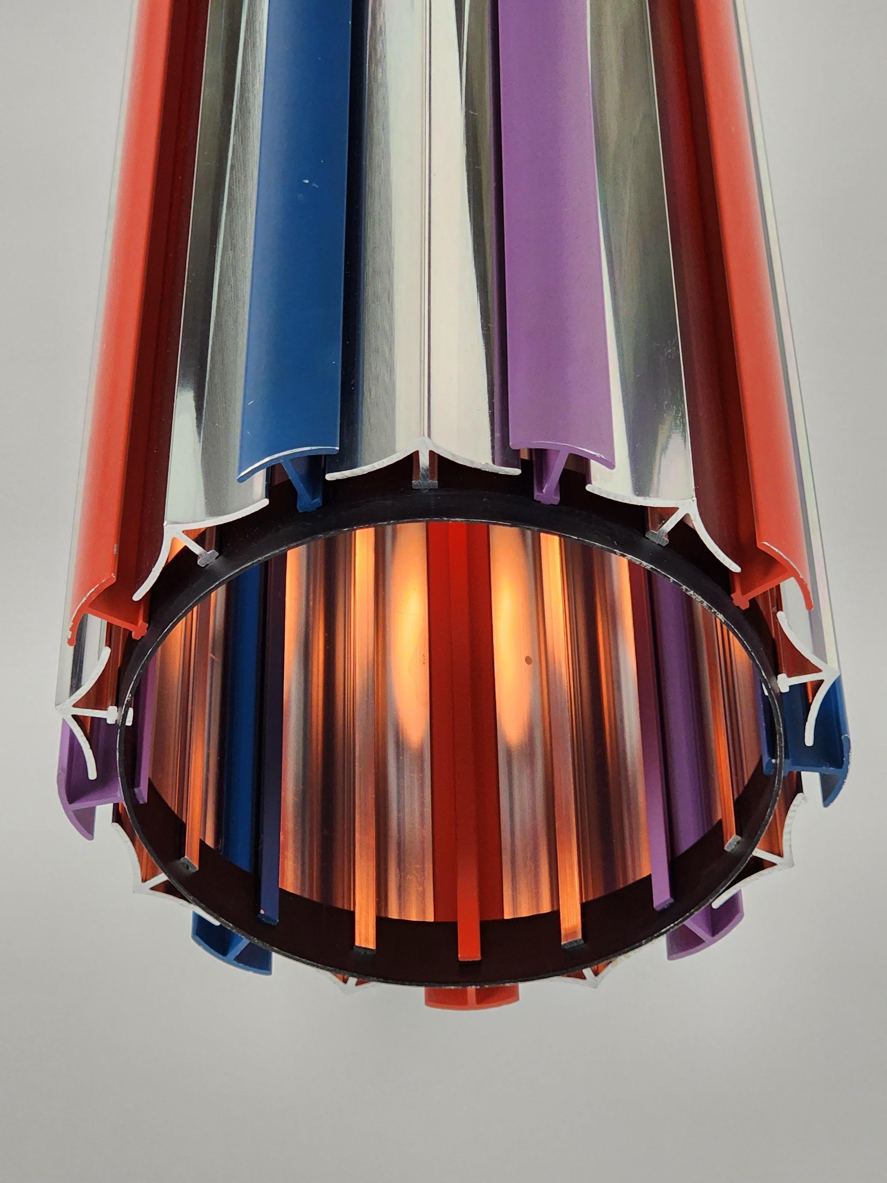 1970s Lightolier Colorfull Aluminium Louvered Pendants, USA For Sale 3