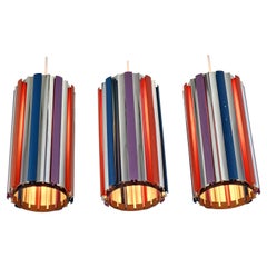 1970s Lightolier Colorfull Aluminium Louvered Pendants, USA
