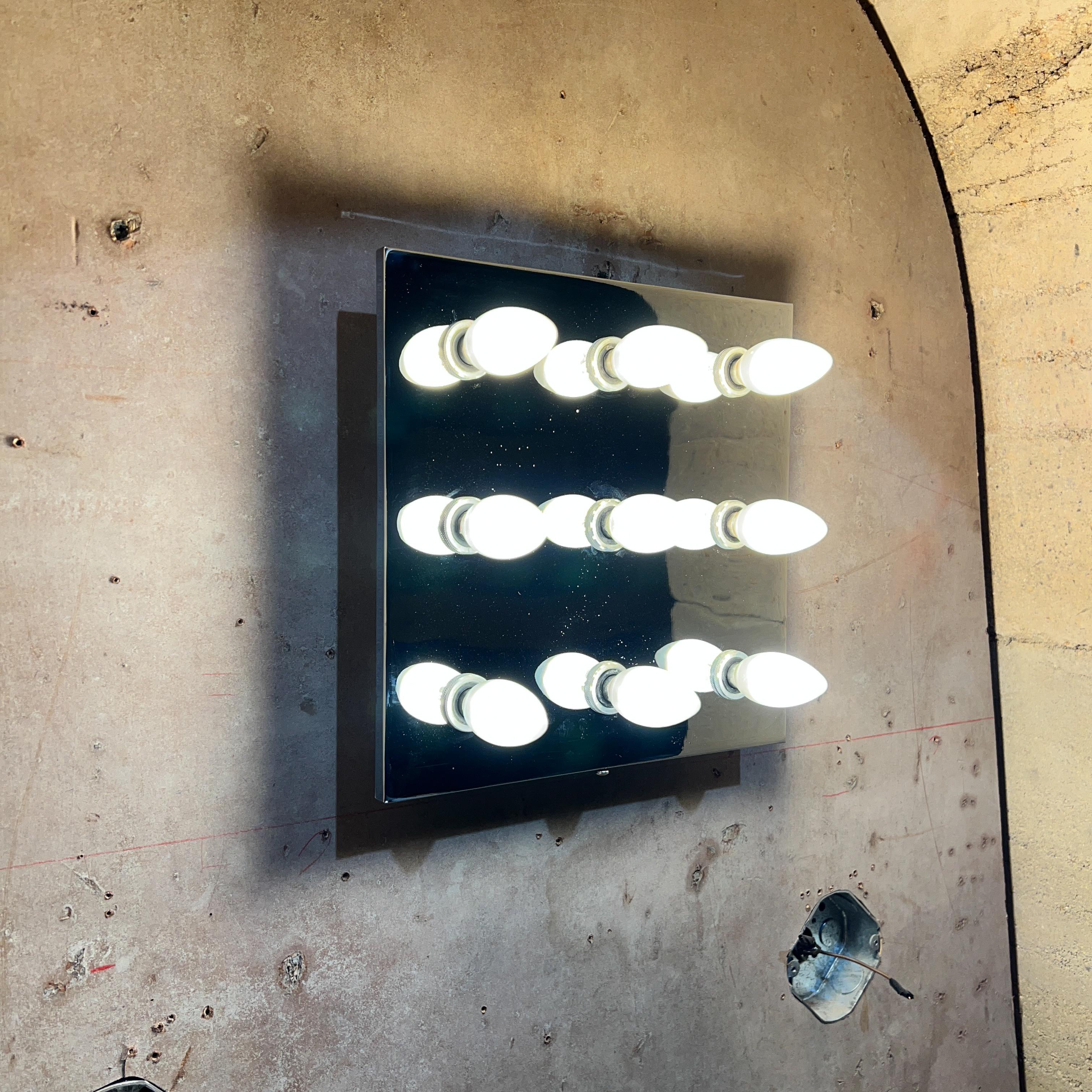 Lightolier 1970 Mod Chrome Panel Wall Lamp Mid Century Modern Ceiling Plafonier in vendita 5