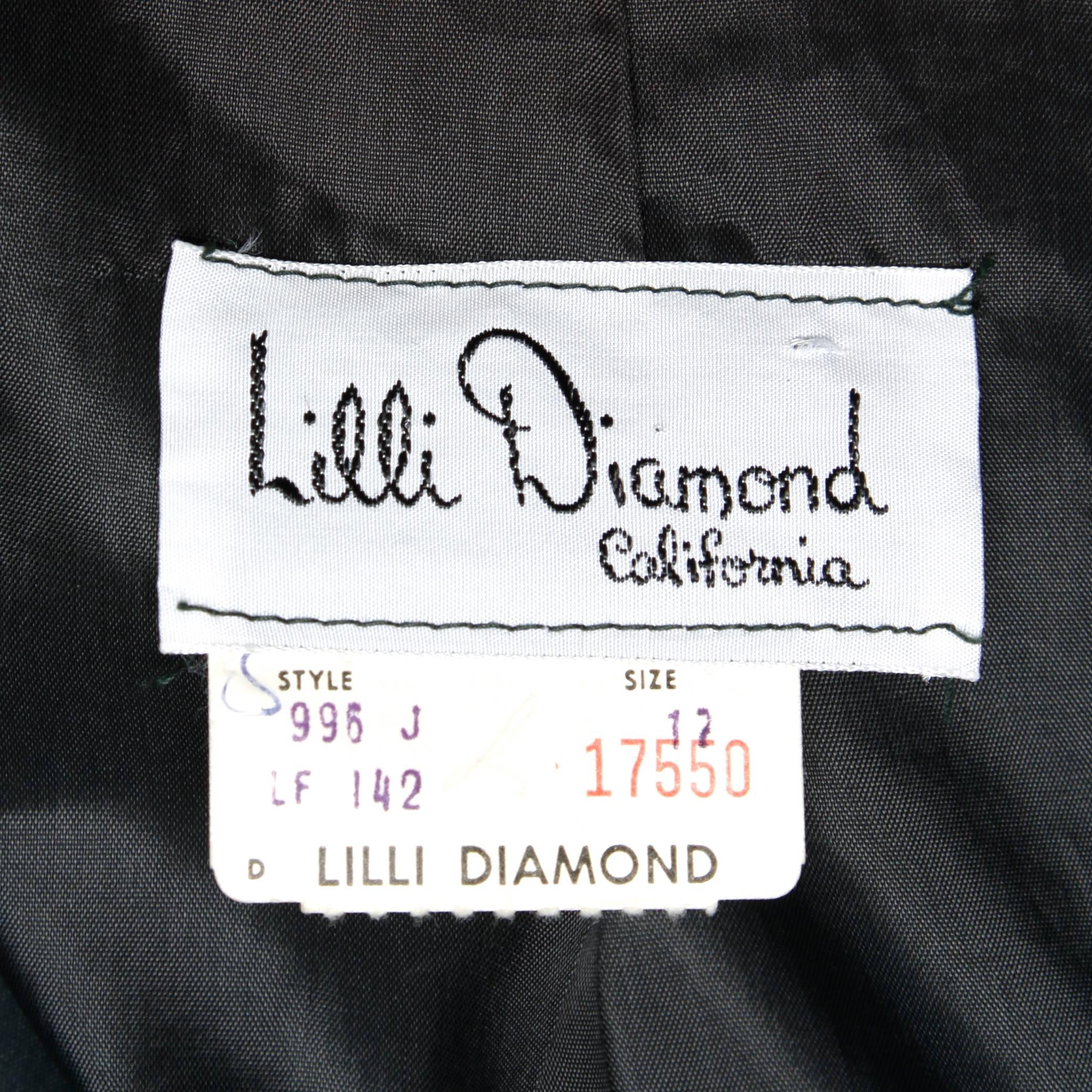 1970s Lilli Diamond Vintage Green Velvet Jacket with Feather Cuffs 1