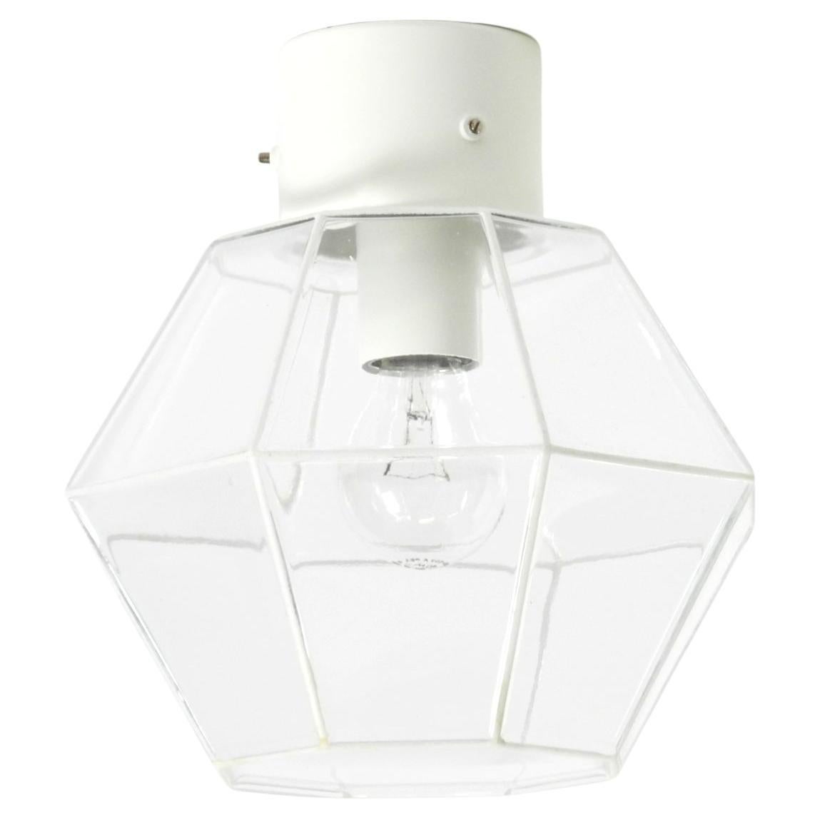 Lámpara de techo de cristal Limburg de los años 70 en forma octogonal con su caja de venta original