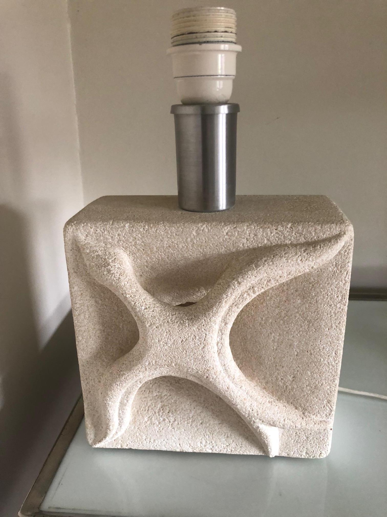 Mid-Century Modern 1970s Limestone Table Lamp by Albert Tormos For Sale