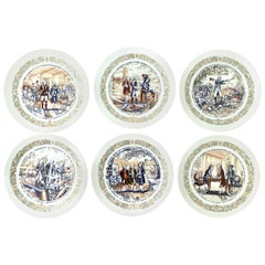 limoges France 1970 - Lot de 6 assiettes à salade/dessert du Bicentenaire en édition limitée