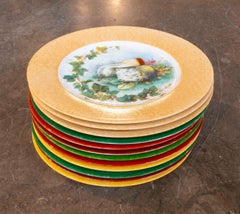 1970s Limoges Laure Japy Paris Plate Set with Cheese Decoration