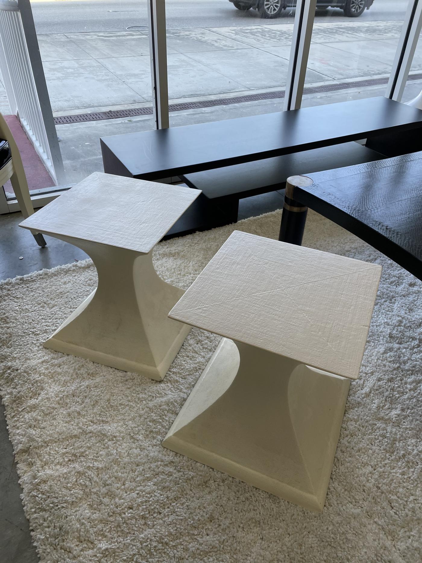 Mid-Century Modern 1970s Linen Wrapped Side Tables, a Pair For Sale