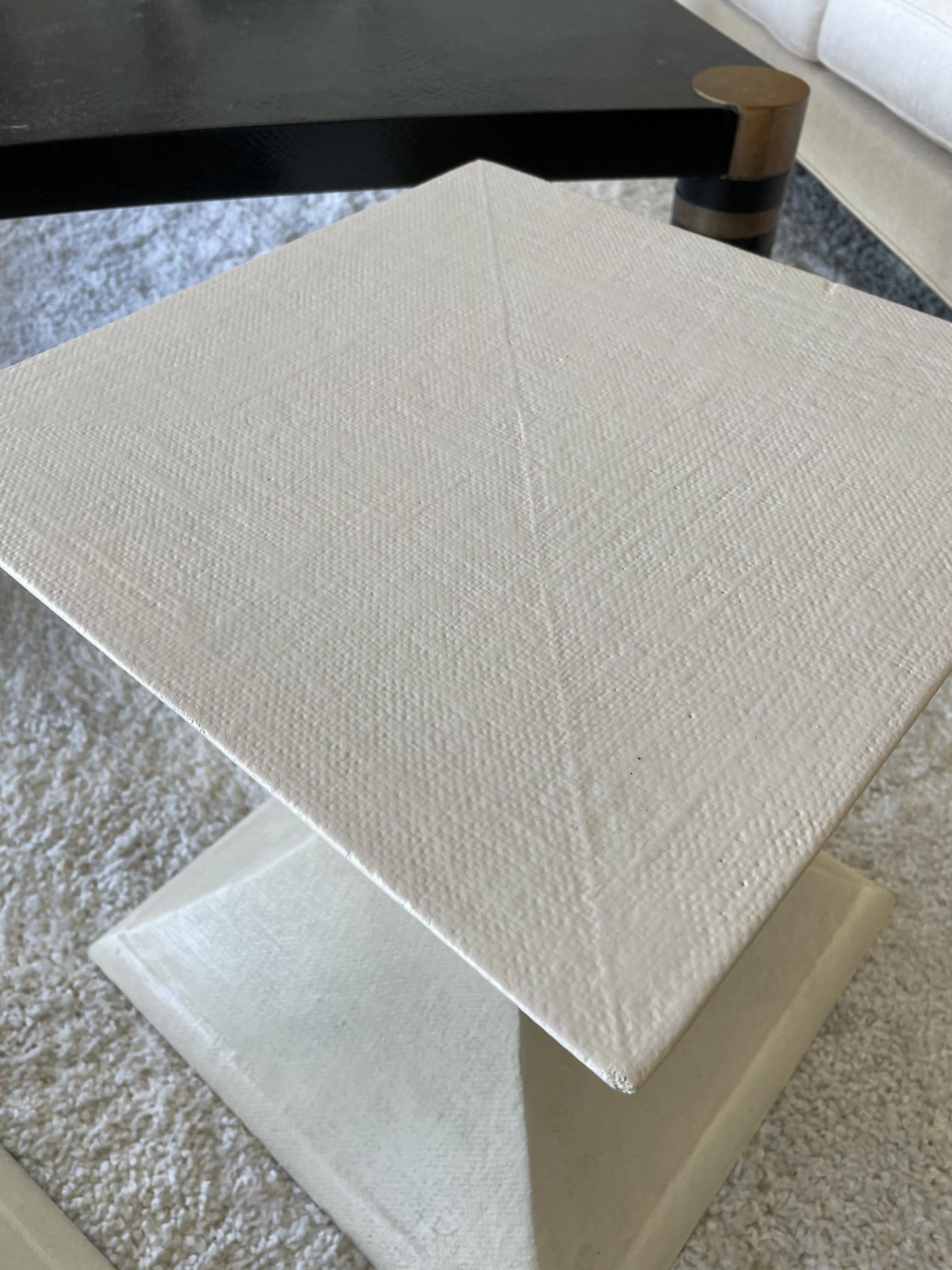 1970s Linen Wrapped Side Tables, a Pair In Good Condition For Sale In Miami, FL