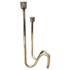 1970s Lino Sabattini Modernist Silver Plated Candelabra