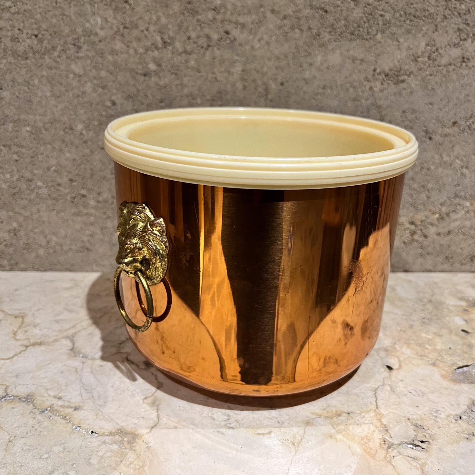 Mid-Century Modern 1970s Lion Ice Bucket Copper Craft Guild