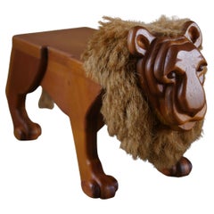 1970s Lions Bench or Side Table in Wood and Rope