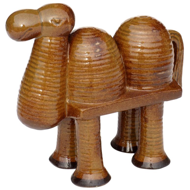 1970s Lisa Larson Gustavsberg Sweden Zoo Figure Camel Scandinavian Pottery For Sale