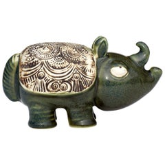 Lisa Larson Gustavsberg, Suède, figurine de zoo Rhino, poterie scandinave, 1970