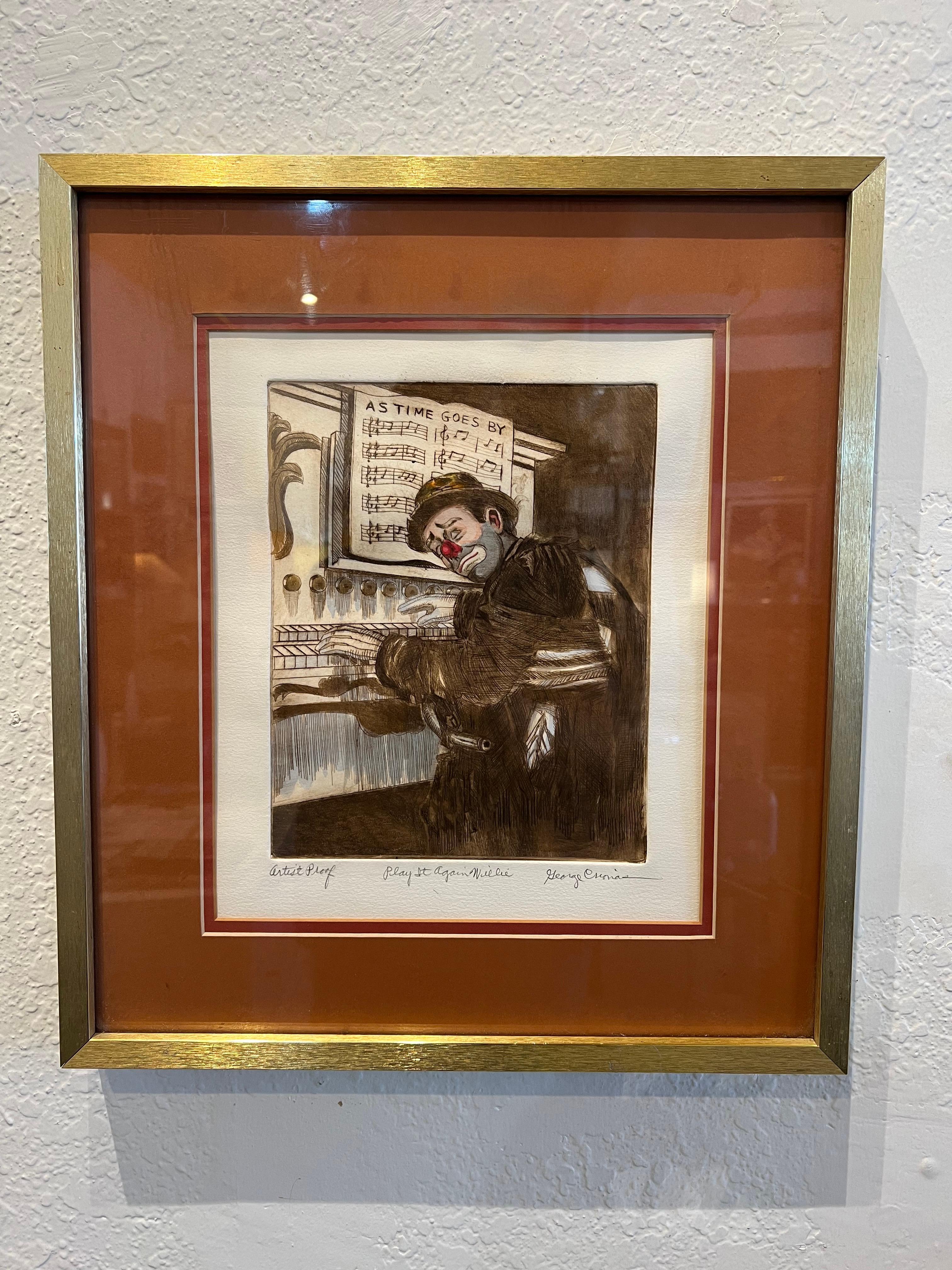1970's Listed artist George Crionas Color Lithograph Signed A/P Framed In Good Condition For Sale In San Diego, CA