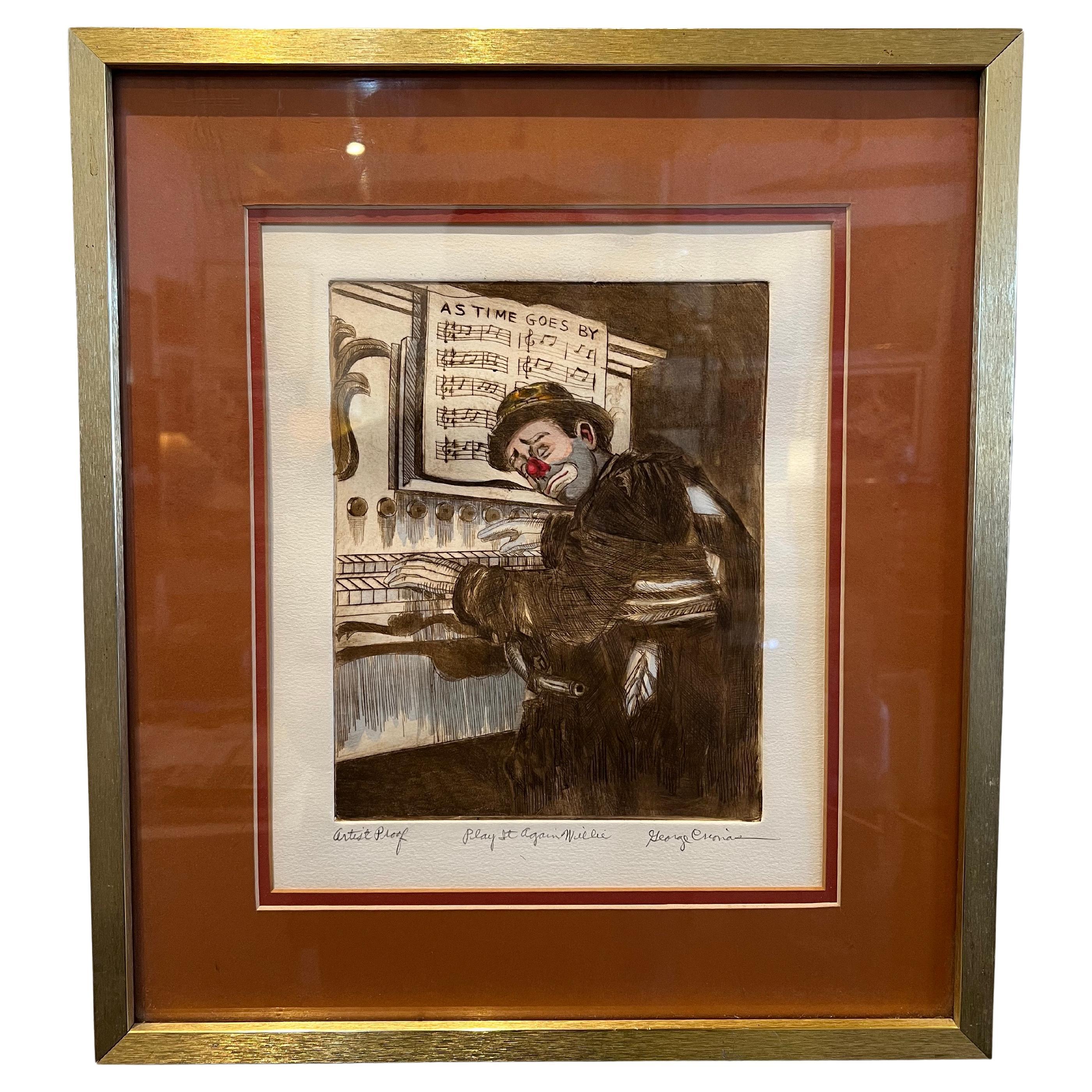 1970's Listed artist George Crionas Color Lithograph Signed A/P Framed For Sale
