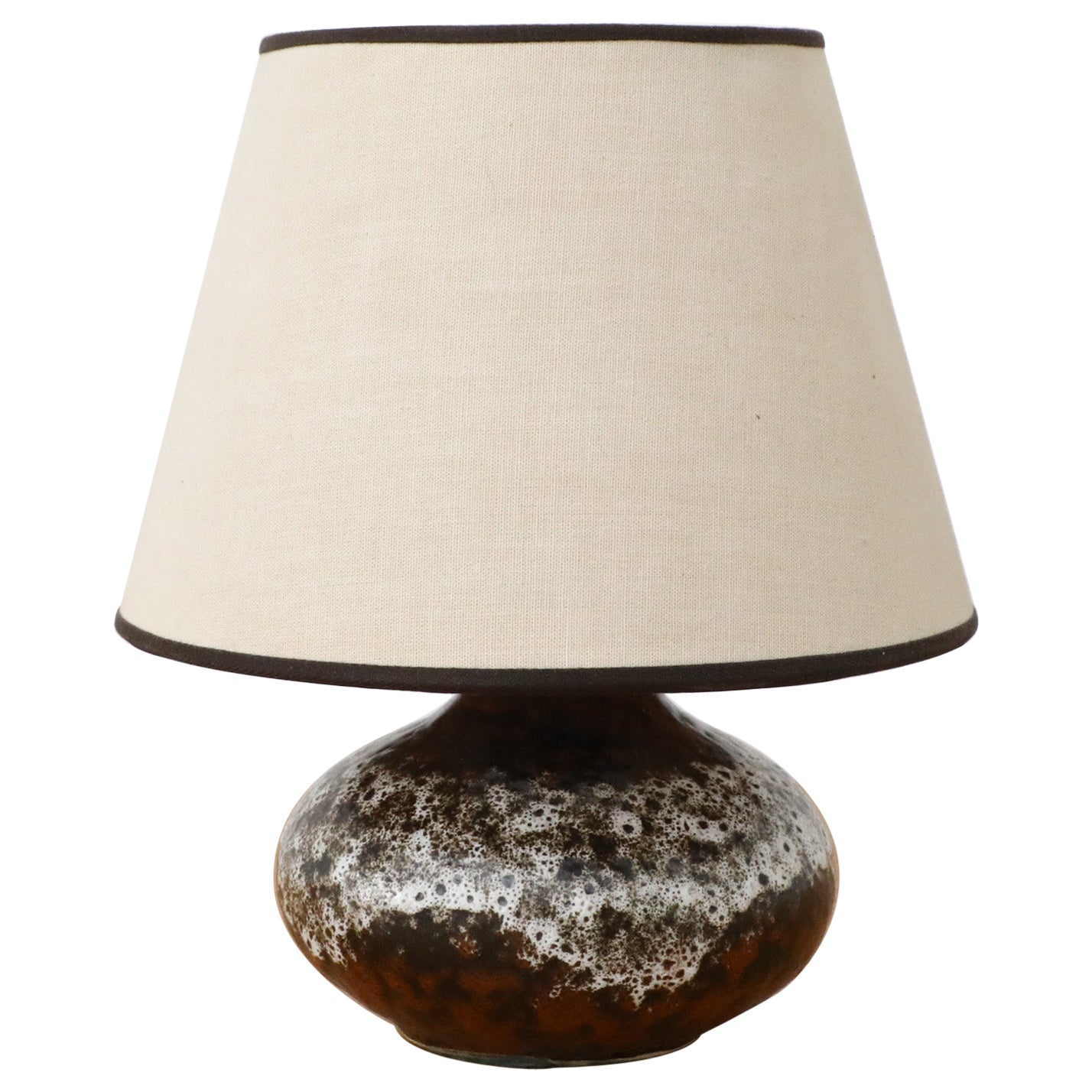 1970s Little Brown "Stein-Keramik" Ceramic Table Lamp with Beige Shade