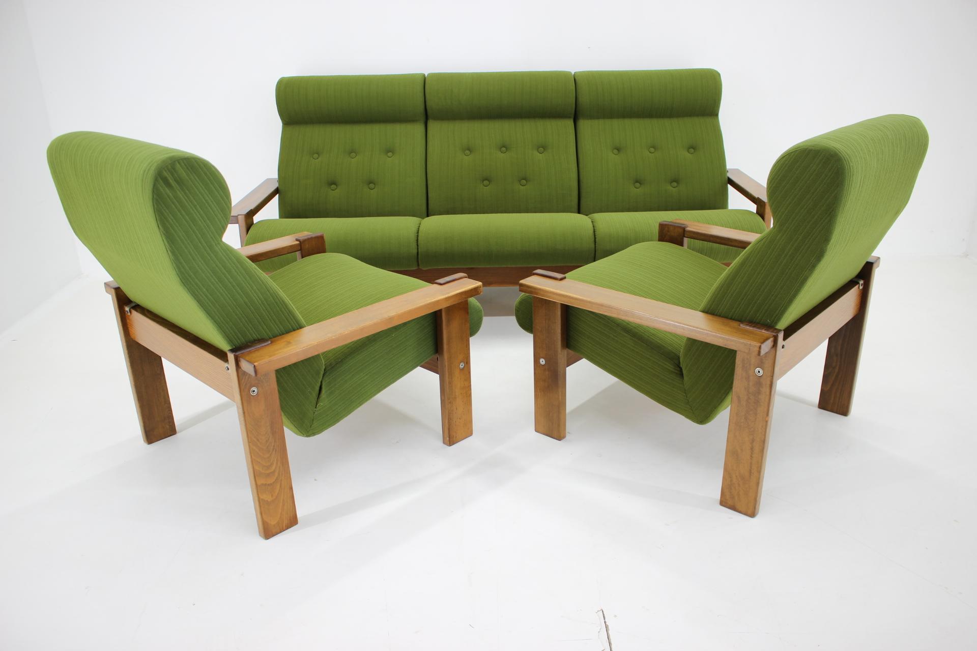 Wood 1970s Living Room Beech Set, Czechoslovakia For Sale