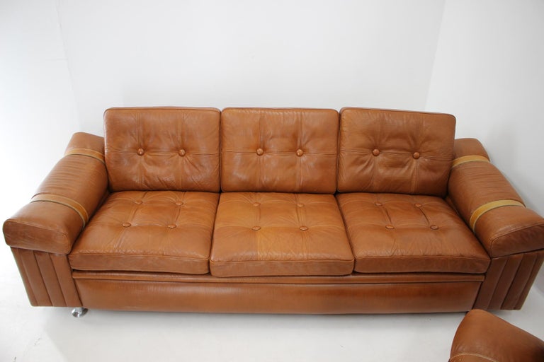 1970s Living Room Set in Cognac Leather For Sale 4