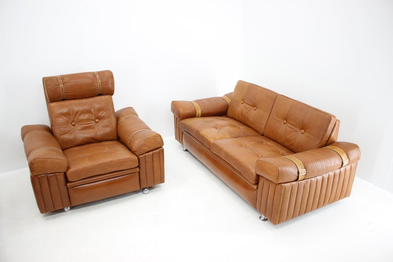Danish 1970s Living Room Set in Cognac Leather For Sale
