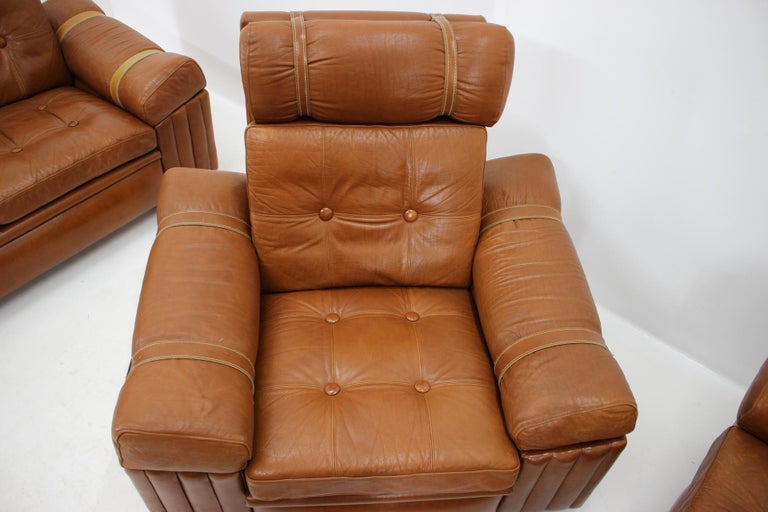 1970s Living Room Set in Cognac Leather For Sale 1