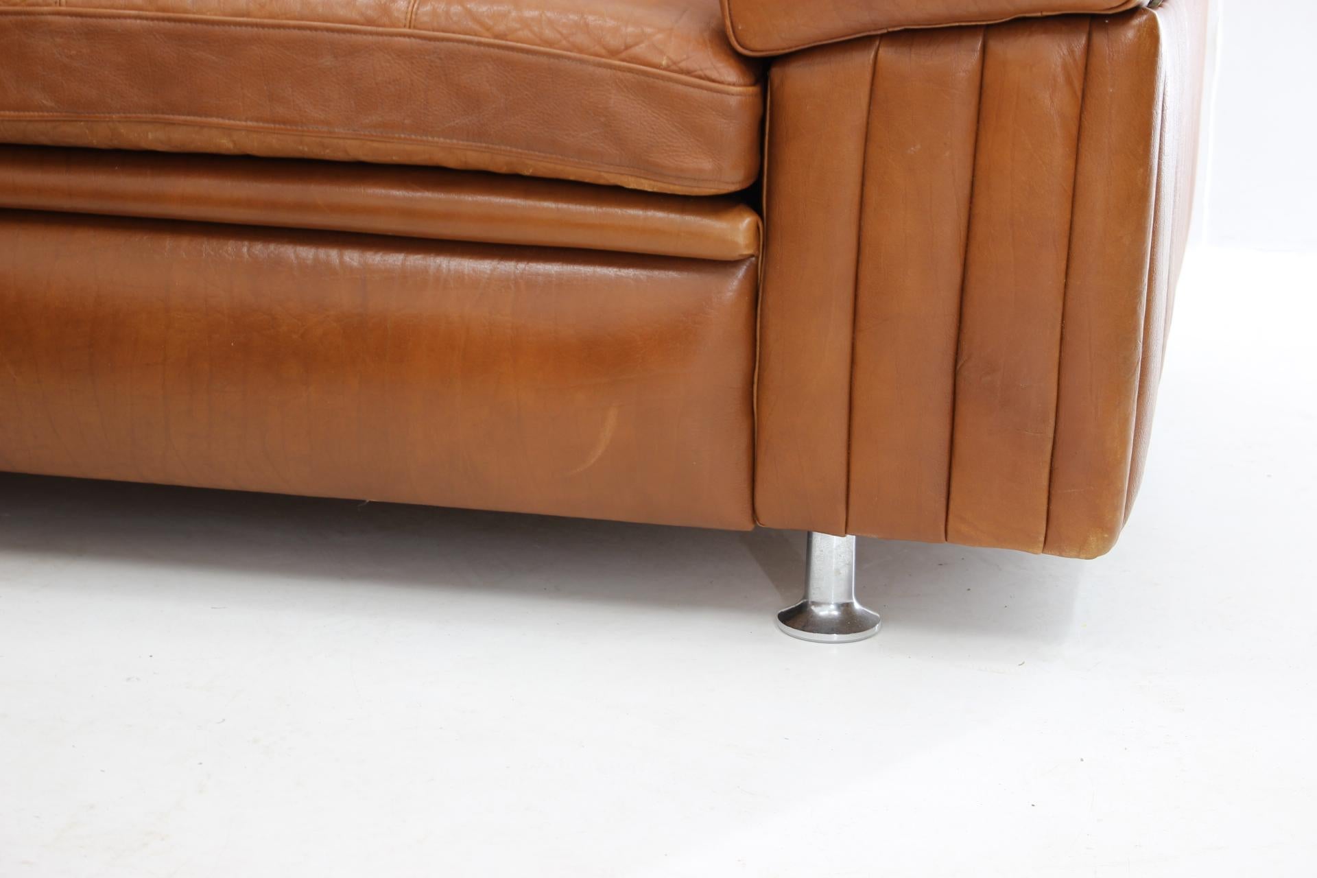 1970s Living Room Set in Cognac Leather 1