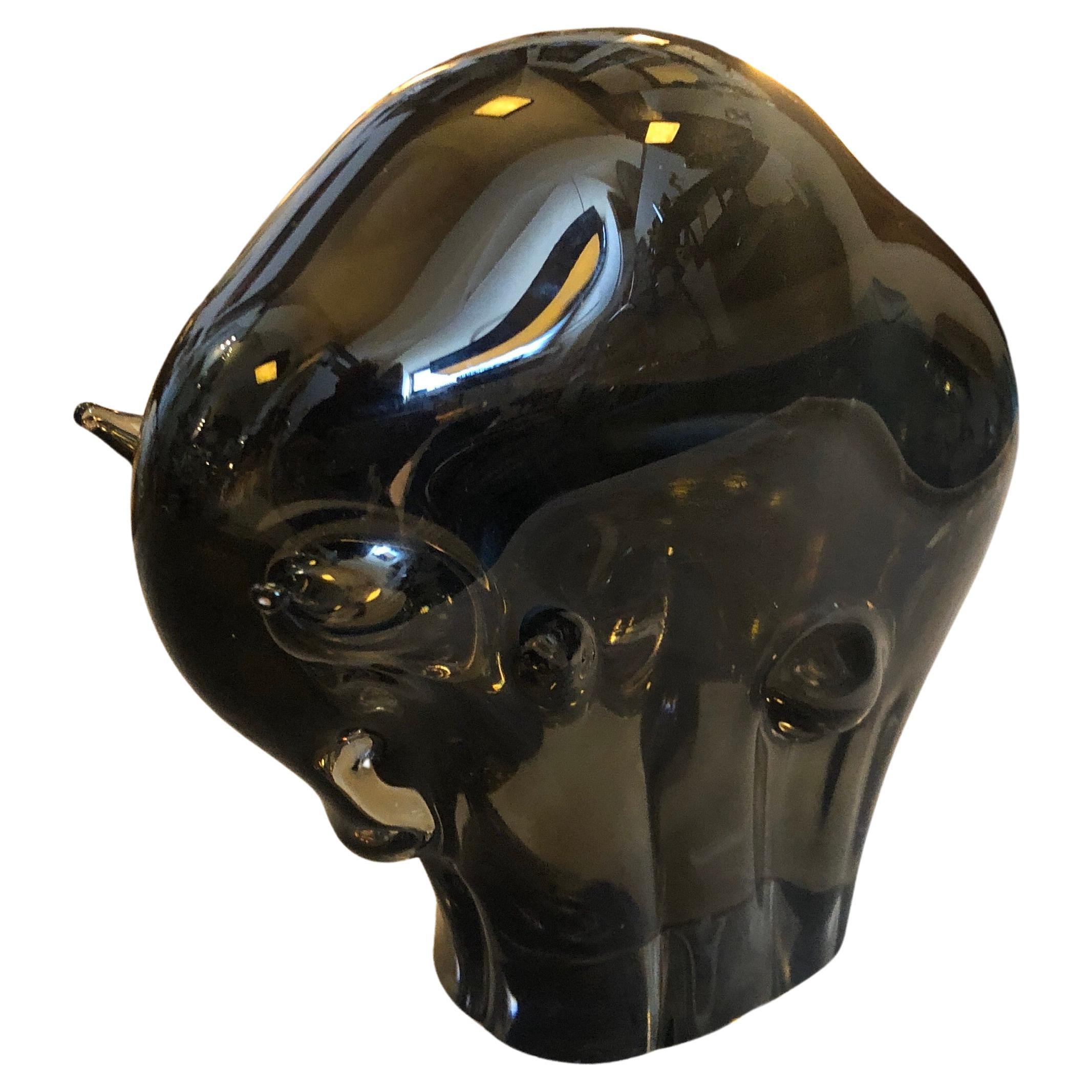 Livio Seguso, taureau en verre de Murano brun moderniste des années 1970