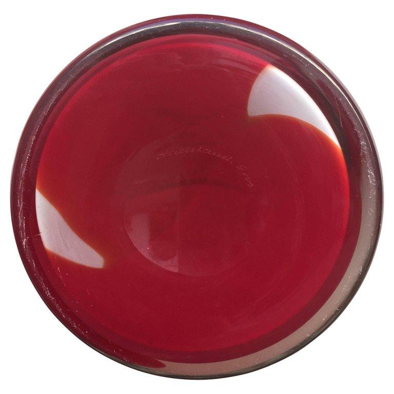 Red And White Mid-Century Modern 1970's Lollipop Murano Art Glass Vase 4