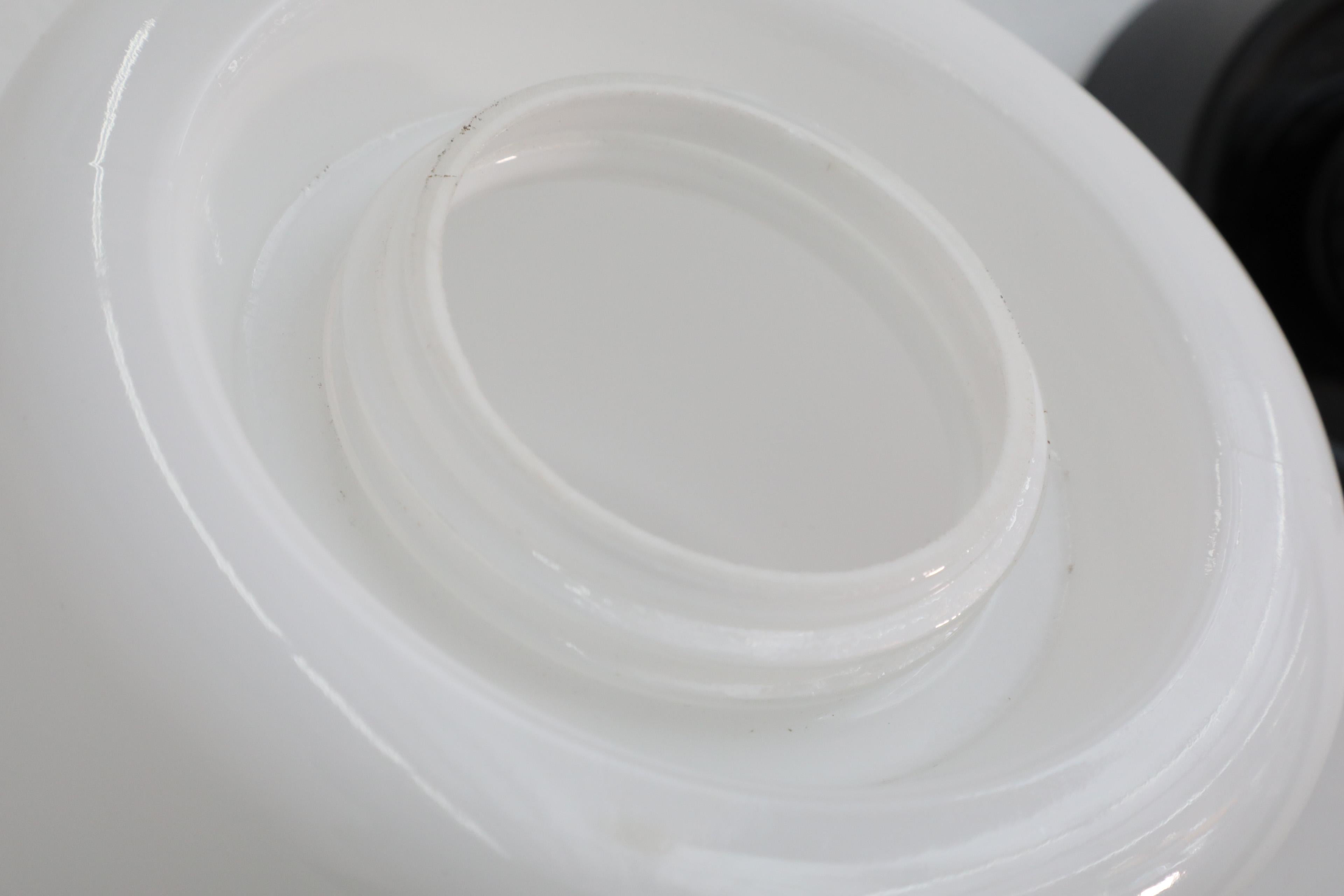 1970's LOM Style Rounded Pillbox Wall Sconce with Large Milk Glass Shade For Sale 5