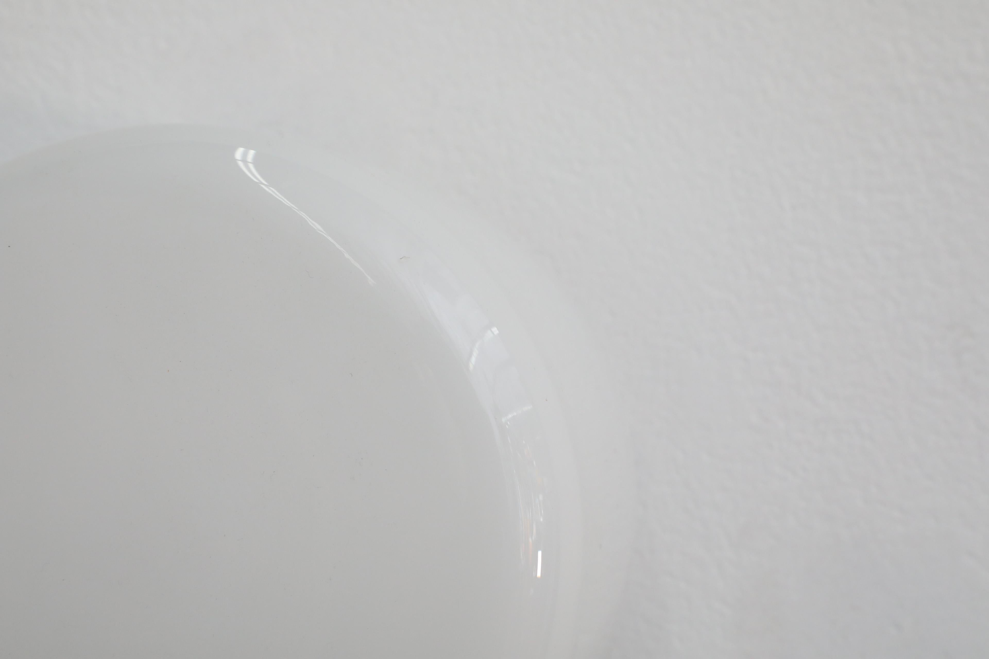 1970's LOM Style Rounded Pillbox Wall Sconce with Large Milk Glass Shade For Sale 2