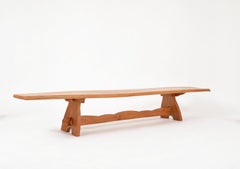 1970s Long and Low Plank Table Solid Elm Waney Edge Hall Bench Coffee Table