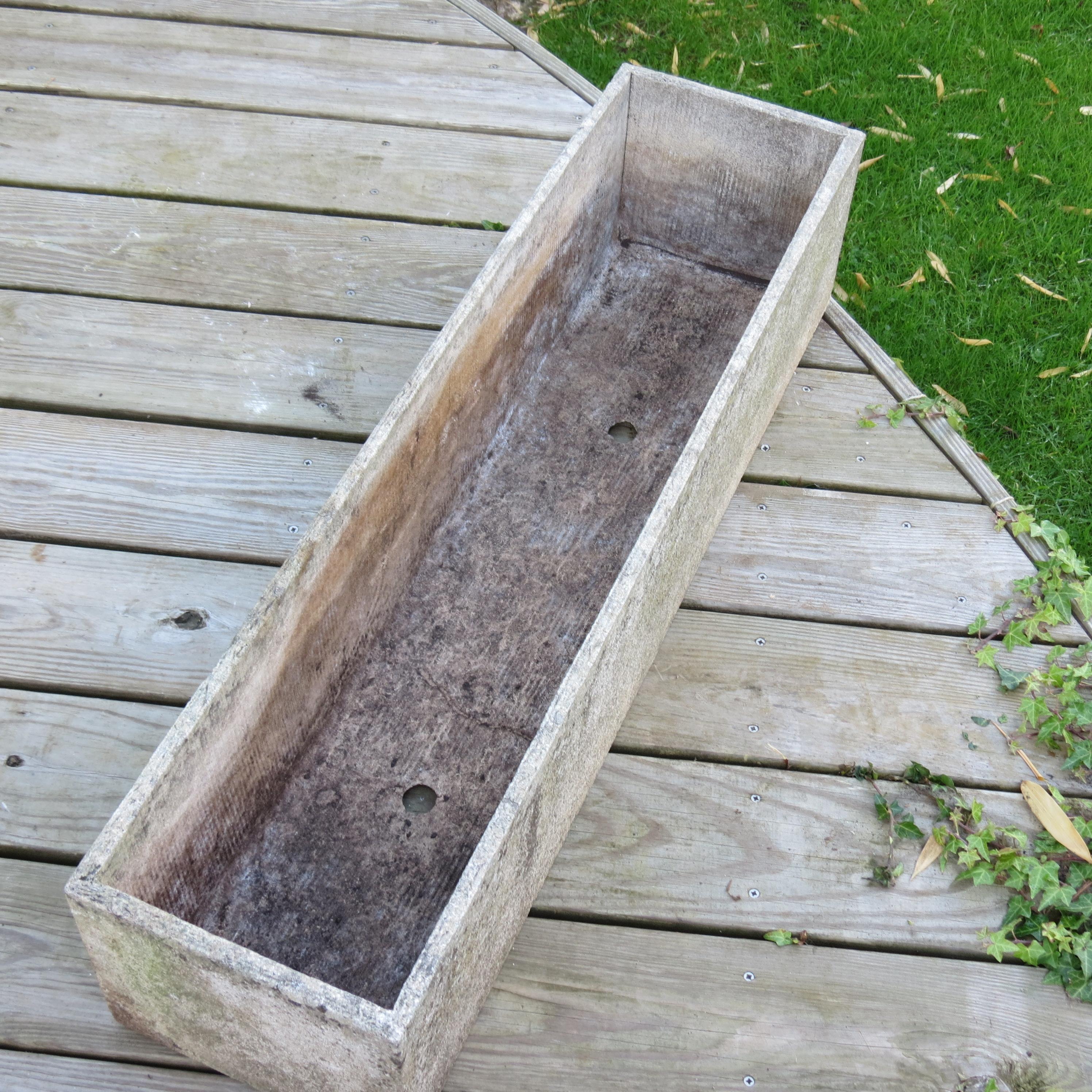 1970s Long Rectangular Concrete Garden Planter Willy Guhl Style In Good Condition In Stow on the Wold, GB