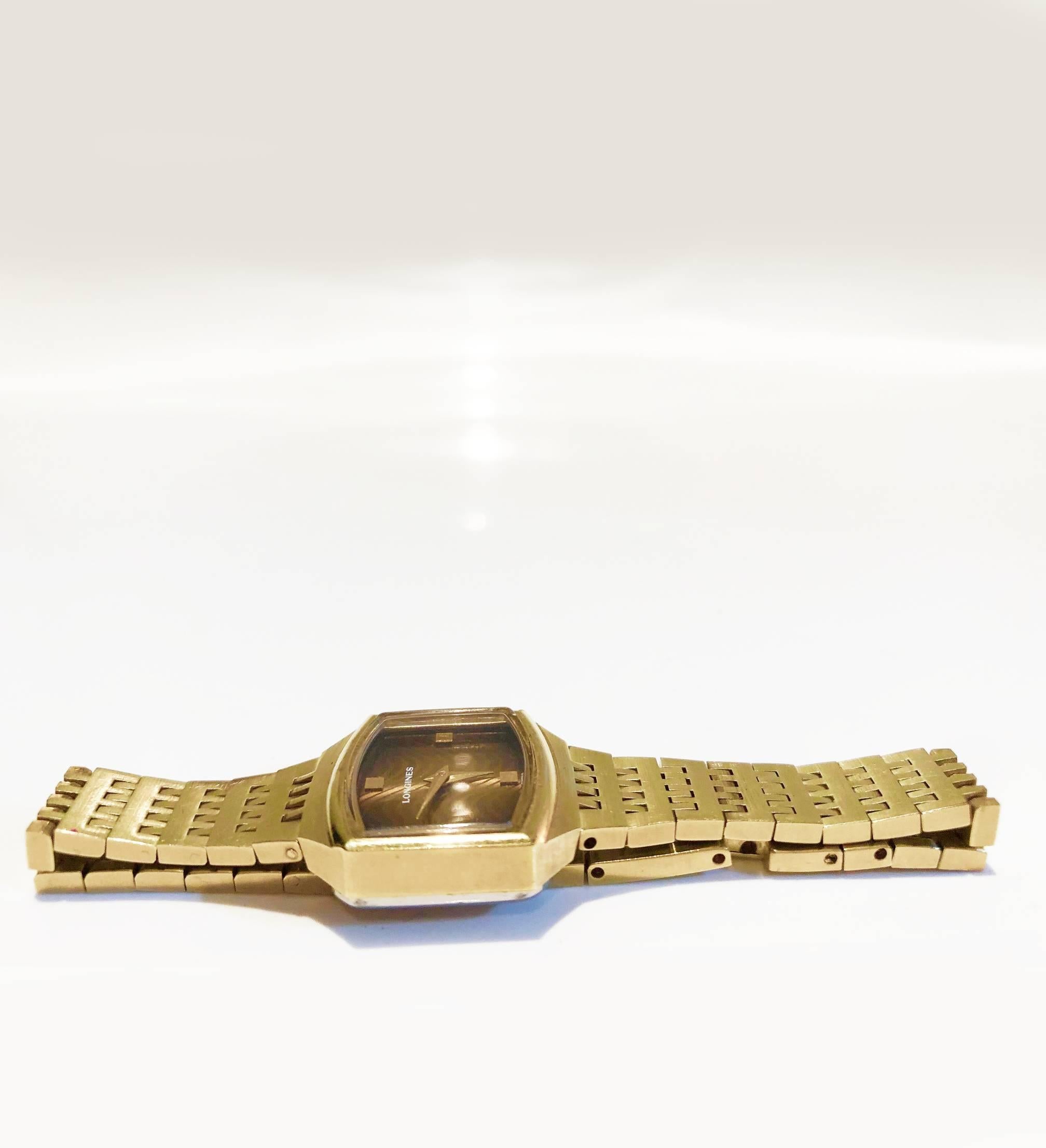 1970s Longines Gold Steel Jewel Wristwatch 1