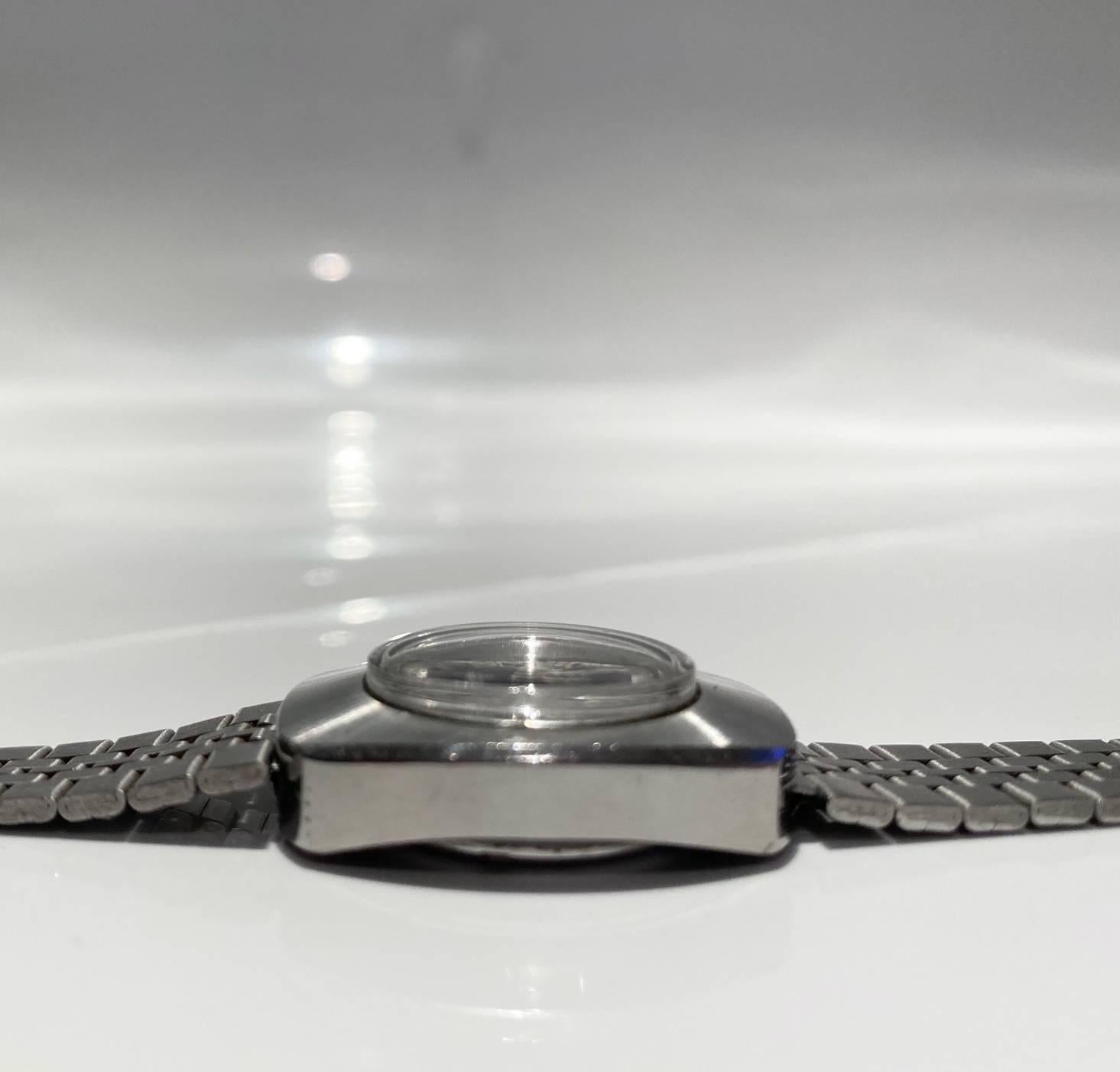 1970s Longines Record Automatic Steel UFO Watch For Sale 1