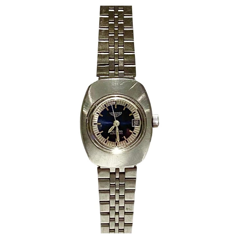1970s Longines Record Automatic Steel UFO Watch at 1stDibs