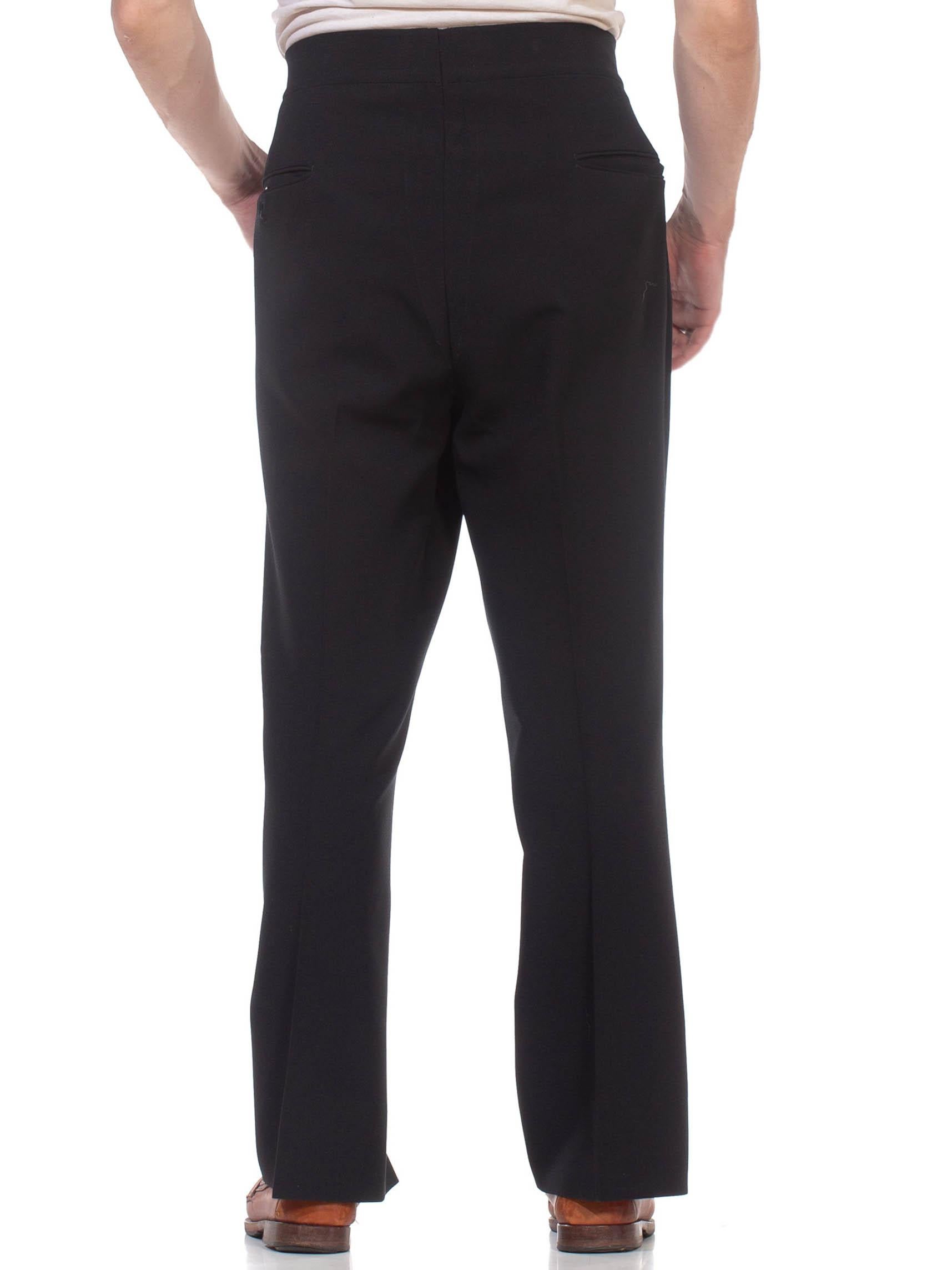 1970S LORD WEST Black Polyester  Velvet & Silk Single Button Peak Lapel Disco Tuxedo Pant Suit