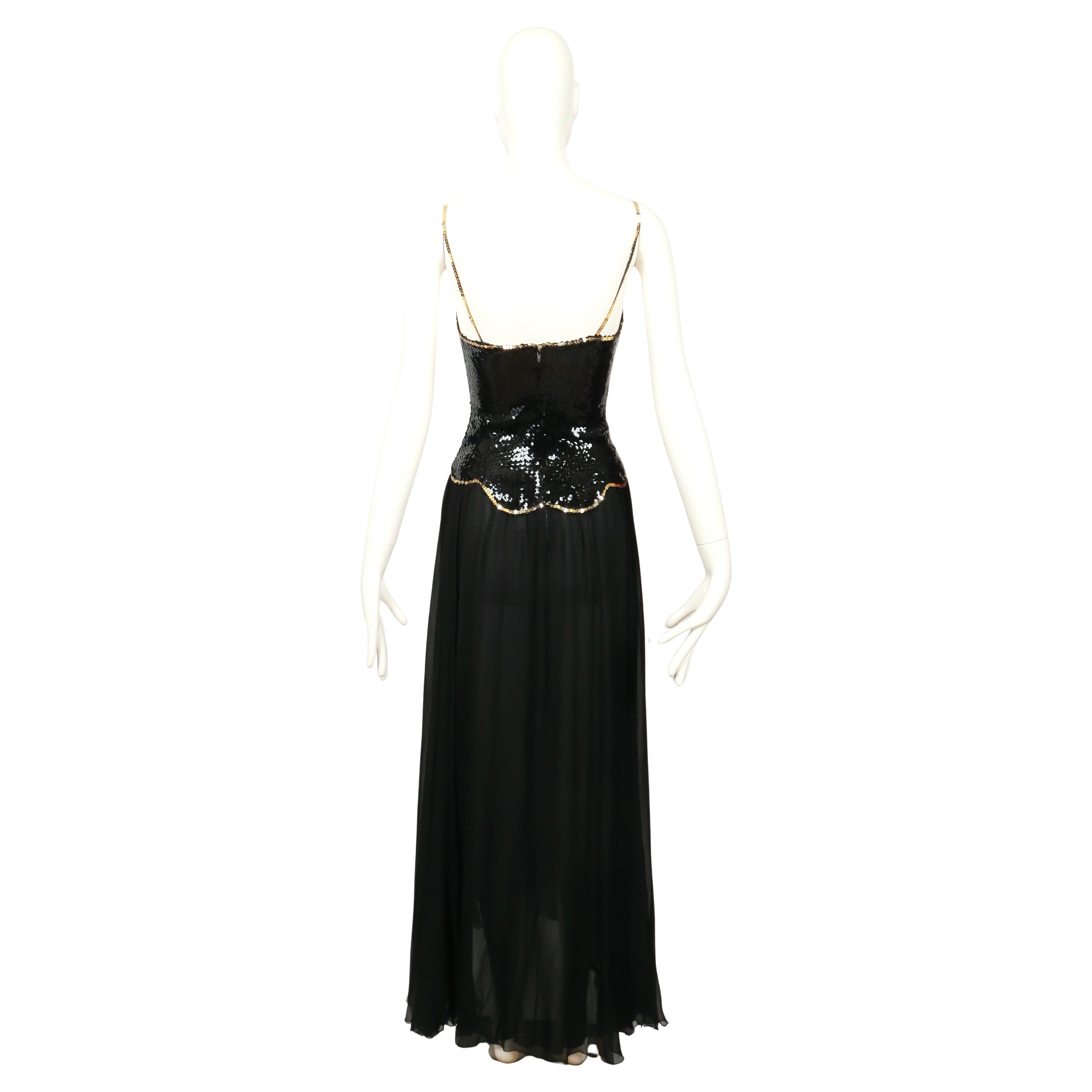 Vestido asimétrico LORIS AZZARO de los años 70 con corpiño de lentejuelas en venta 5