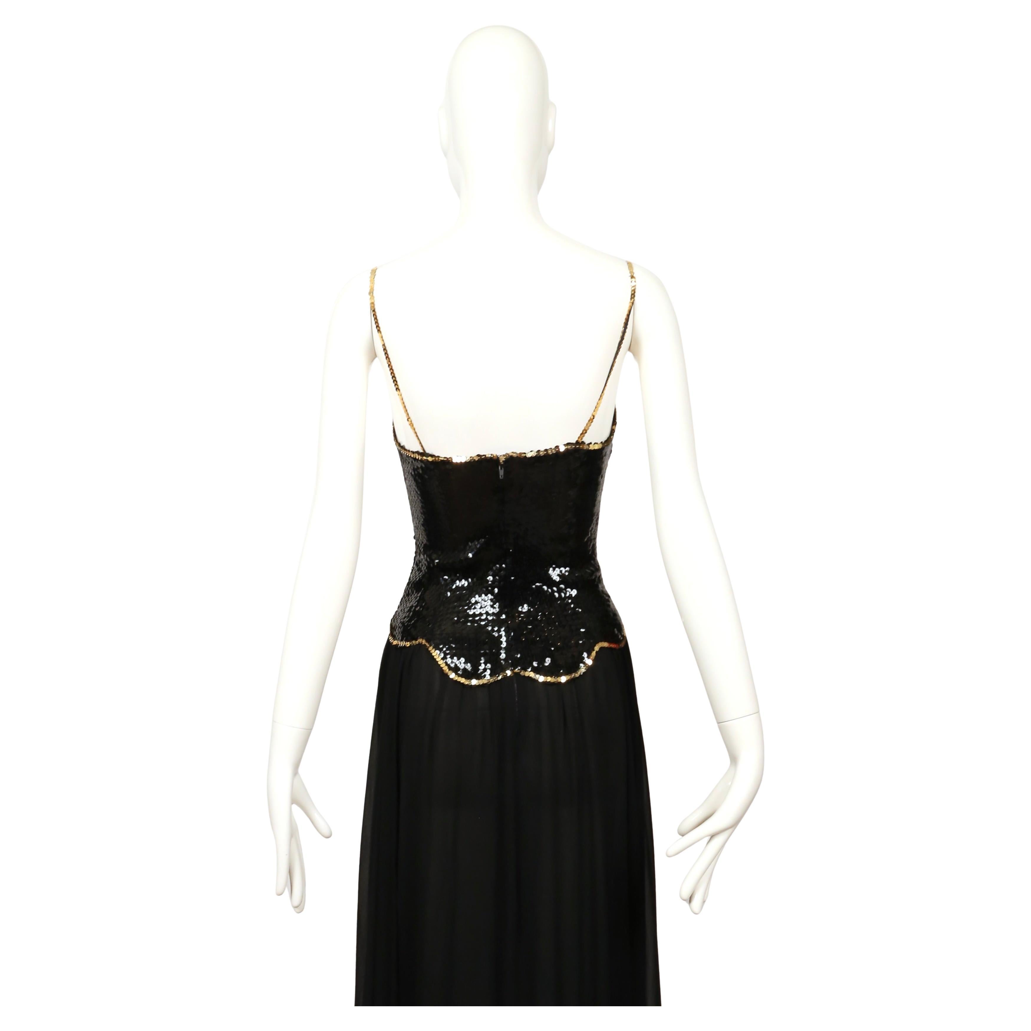 Vestido asimétrico LORIS AZZARO de los años 70 con corpiño de lentejuelas en venta 6