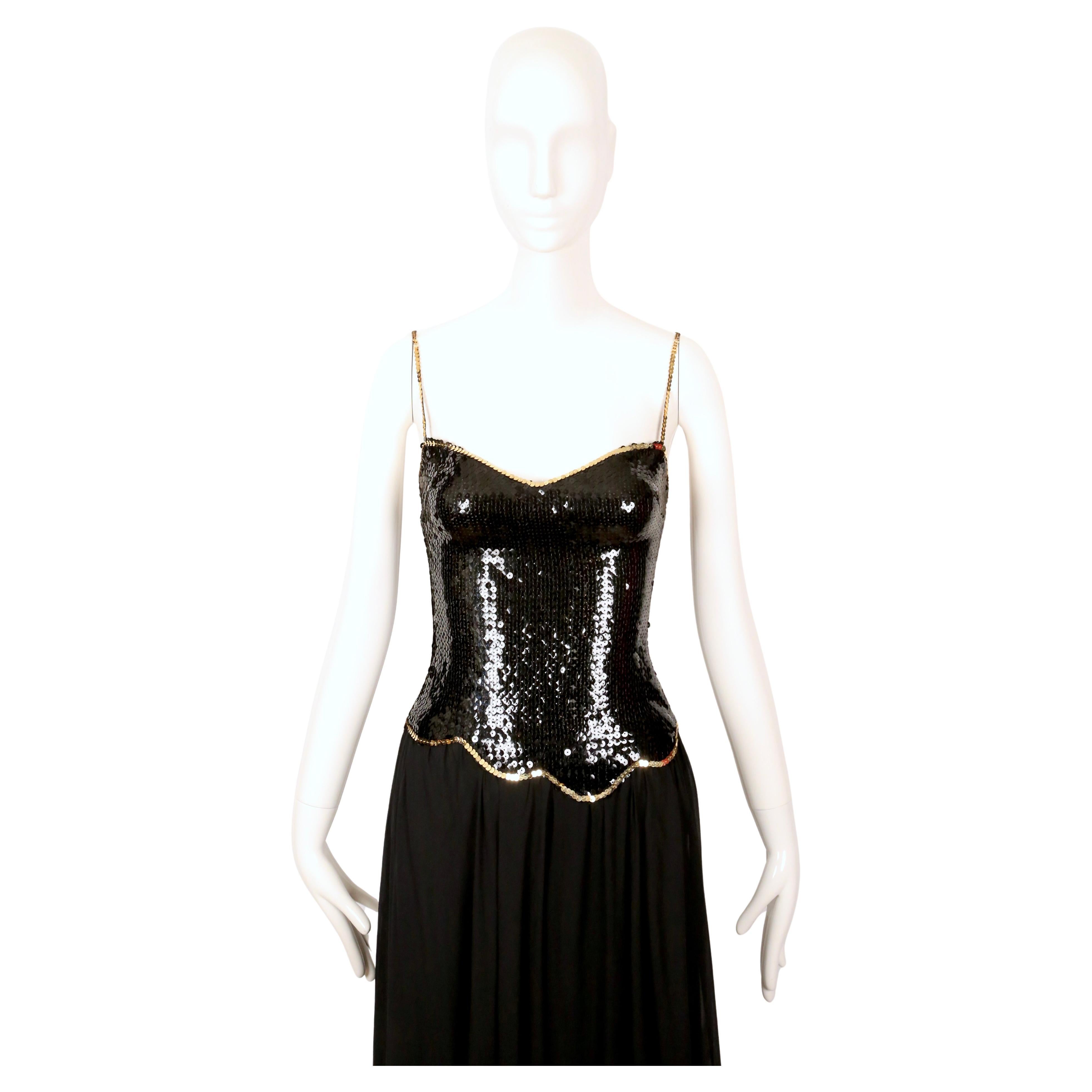 Vestido asimétrico LORIS AZZARO de los años 70 con corpiño de lentejuelas en Bueno estado para la venta en San Fransisco, CA