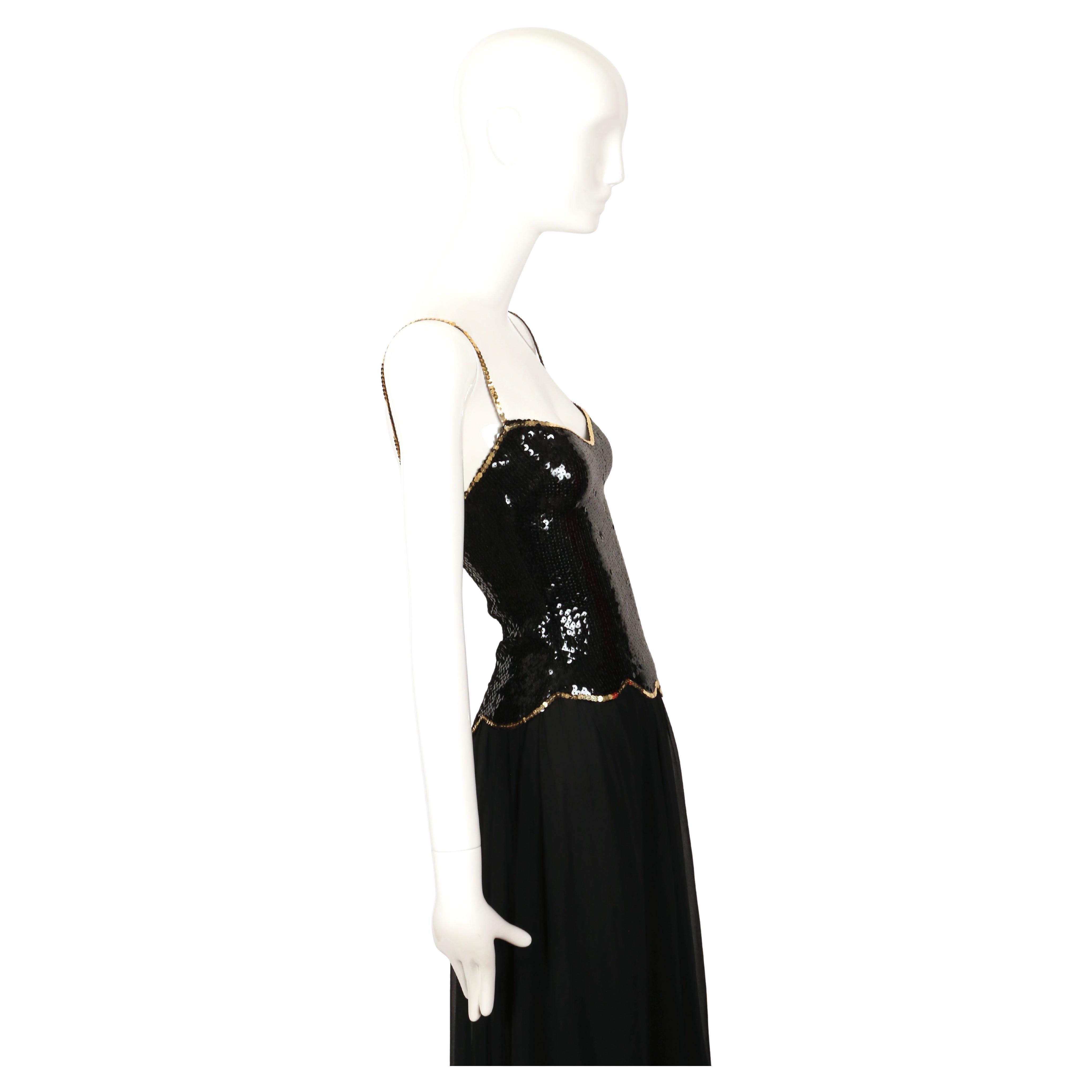 Femenino o masculino Vestido asimétrico LORIS AZZARO de los años 70 con corpiño de lentejuelas en venta