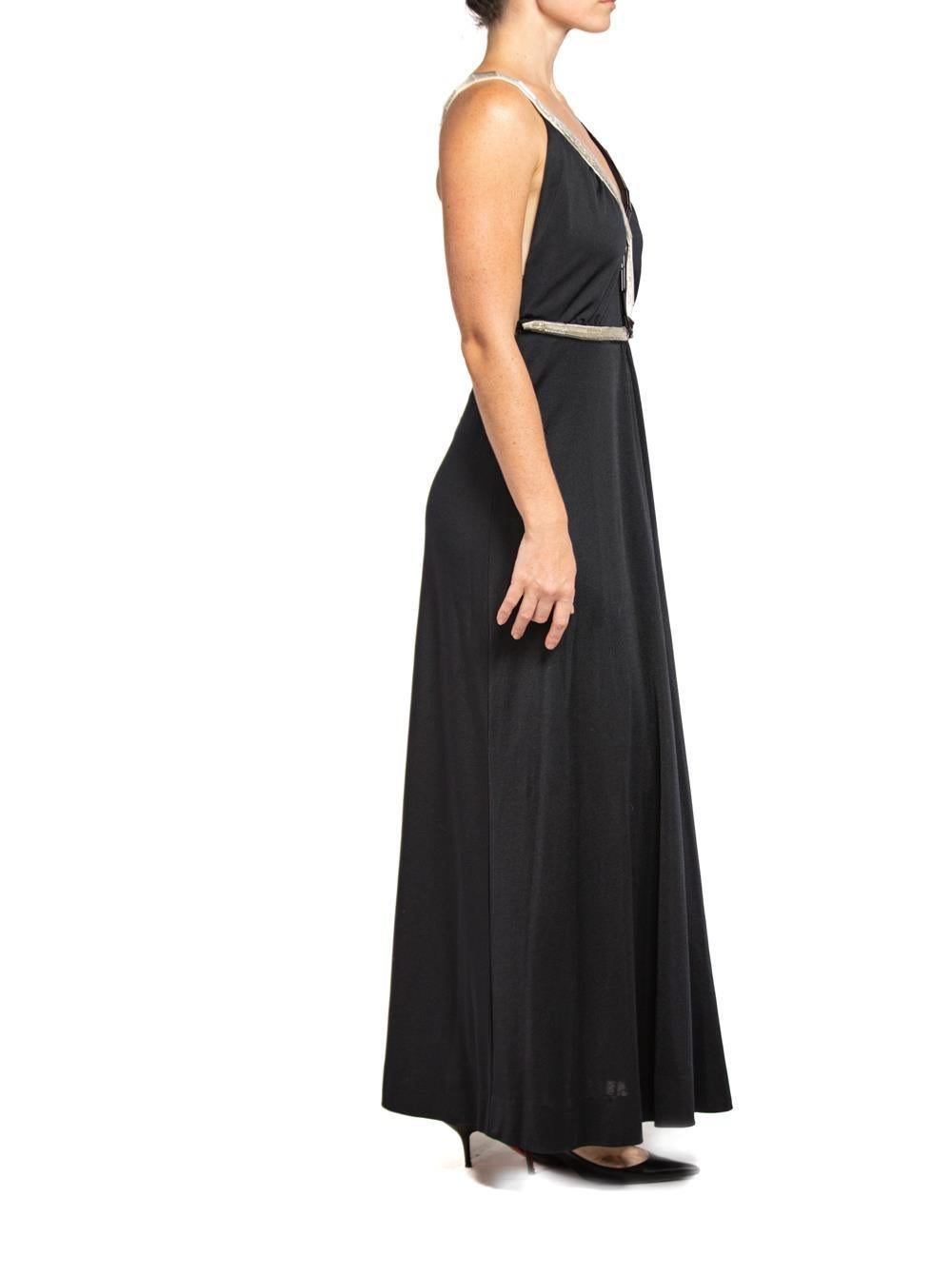 Women's 1970S LORIS AZZARO Black & White Polyester Jersey Backless Gown For Sale