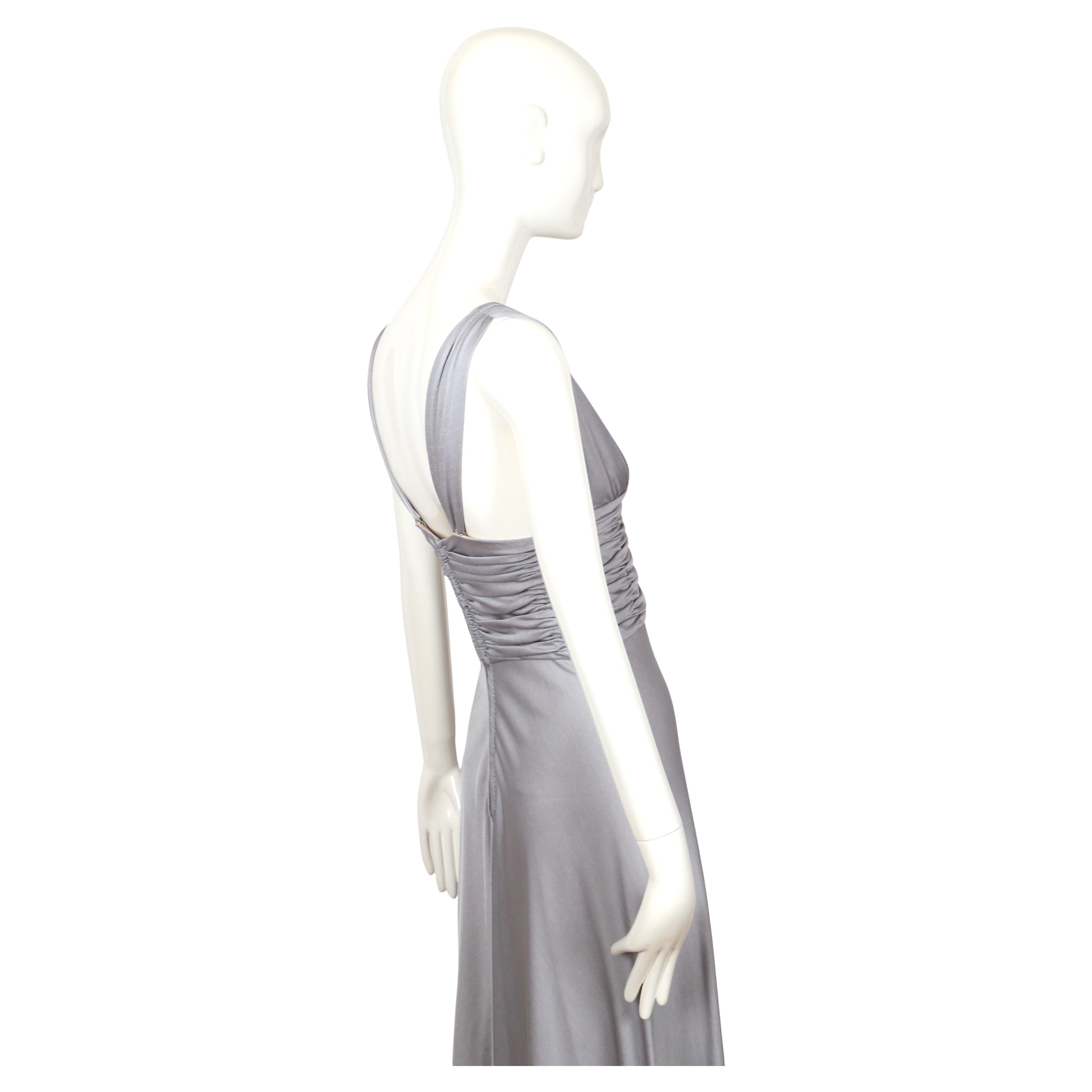 1970's LORIS AZZARO icy silver blue jersey dress with ruching en venta 5