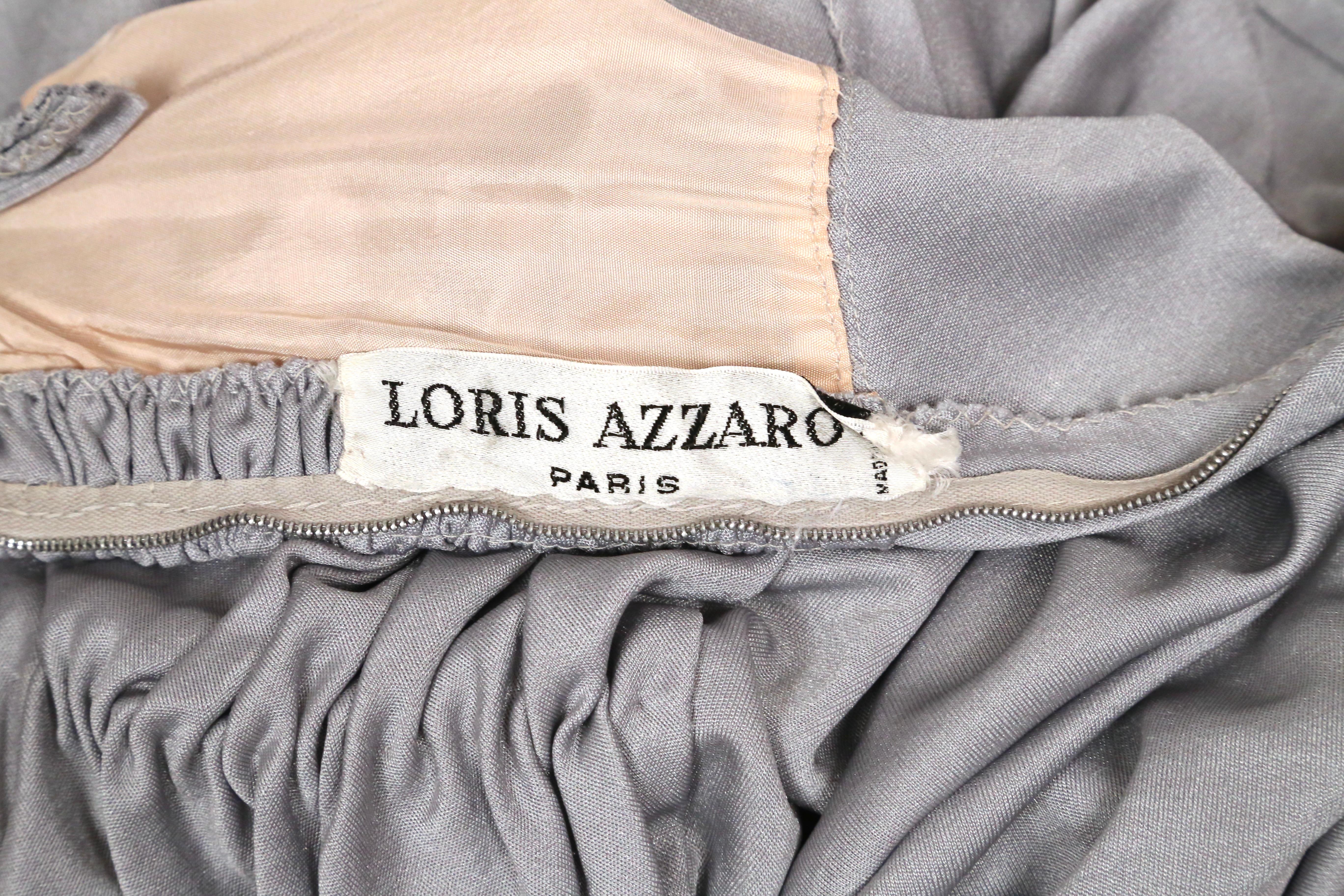 1970's LORIS AZZARO icy silver blue jersey dress with ruching en venta 7