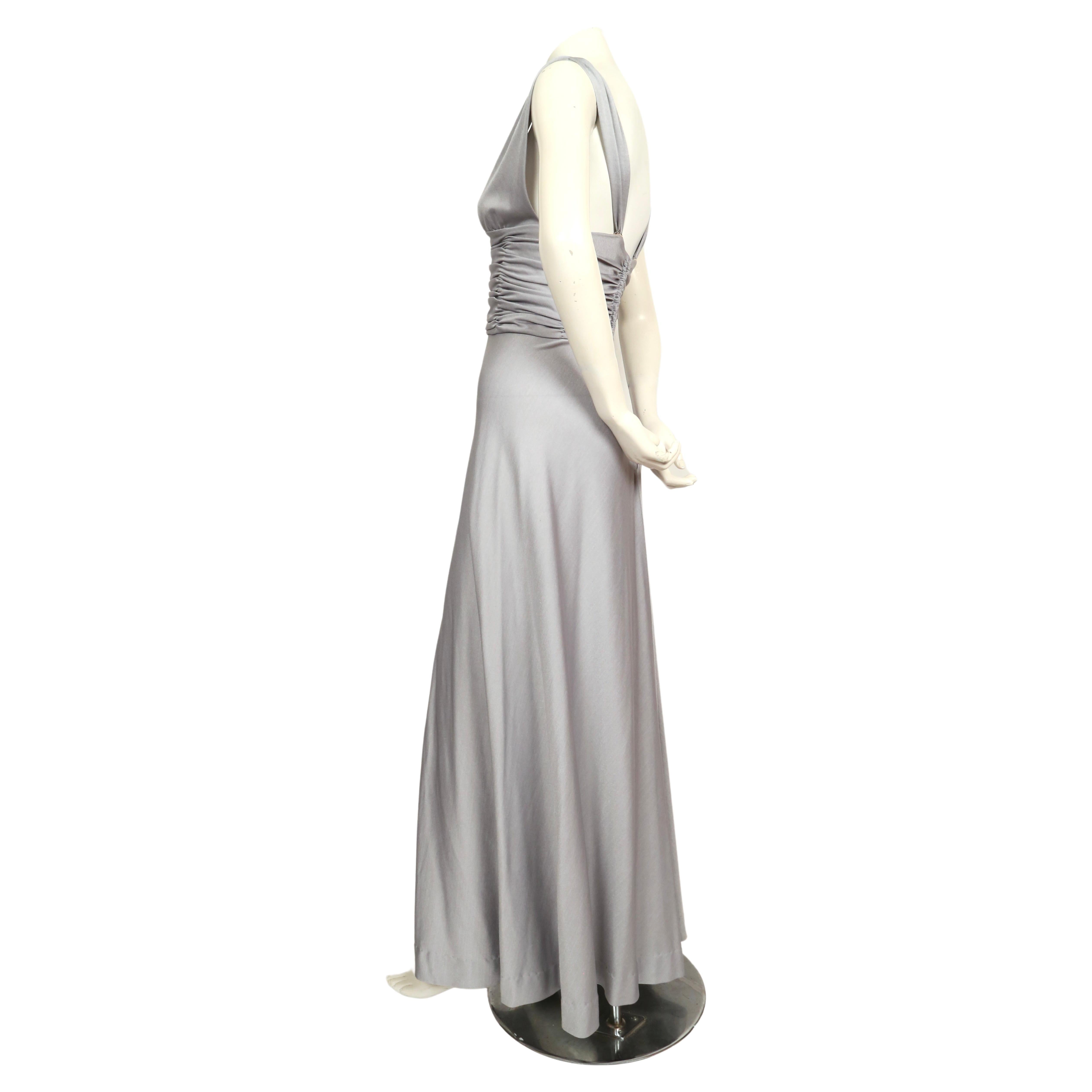 1970's LORIS AZZARO icy silver blue jersey dress with ruching In Good Condition For Sale In San Fransisco, CA