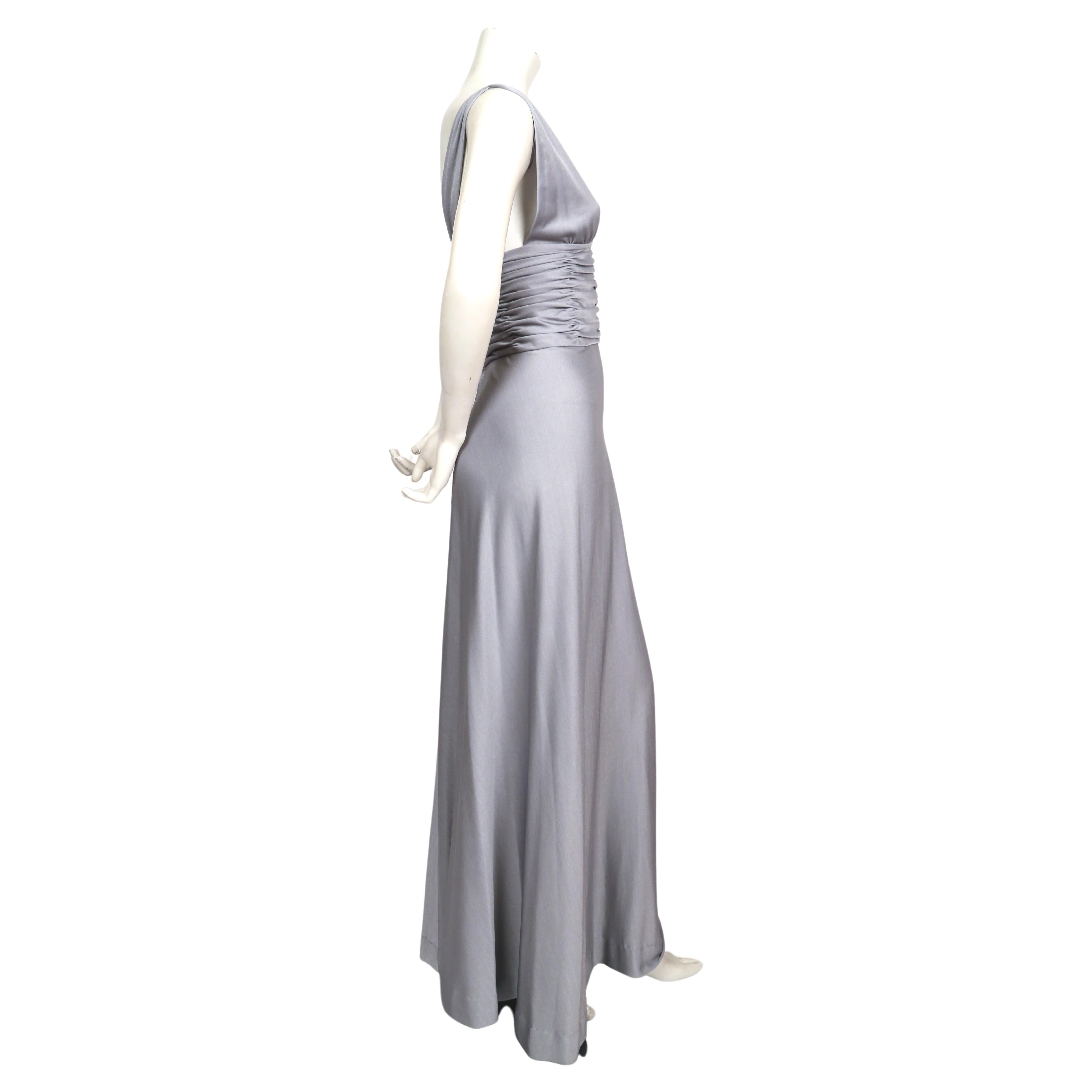 Women's or Men's 1970's LORIS AZZARO icy silver blue jersey dress with ruching For Sale