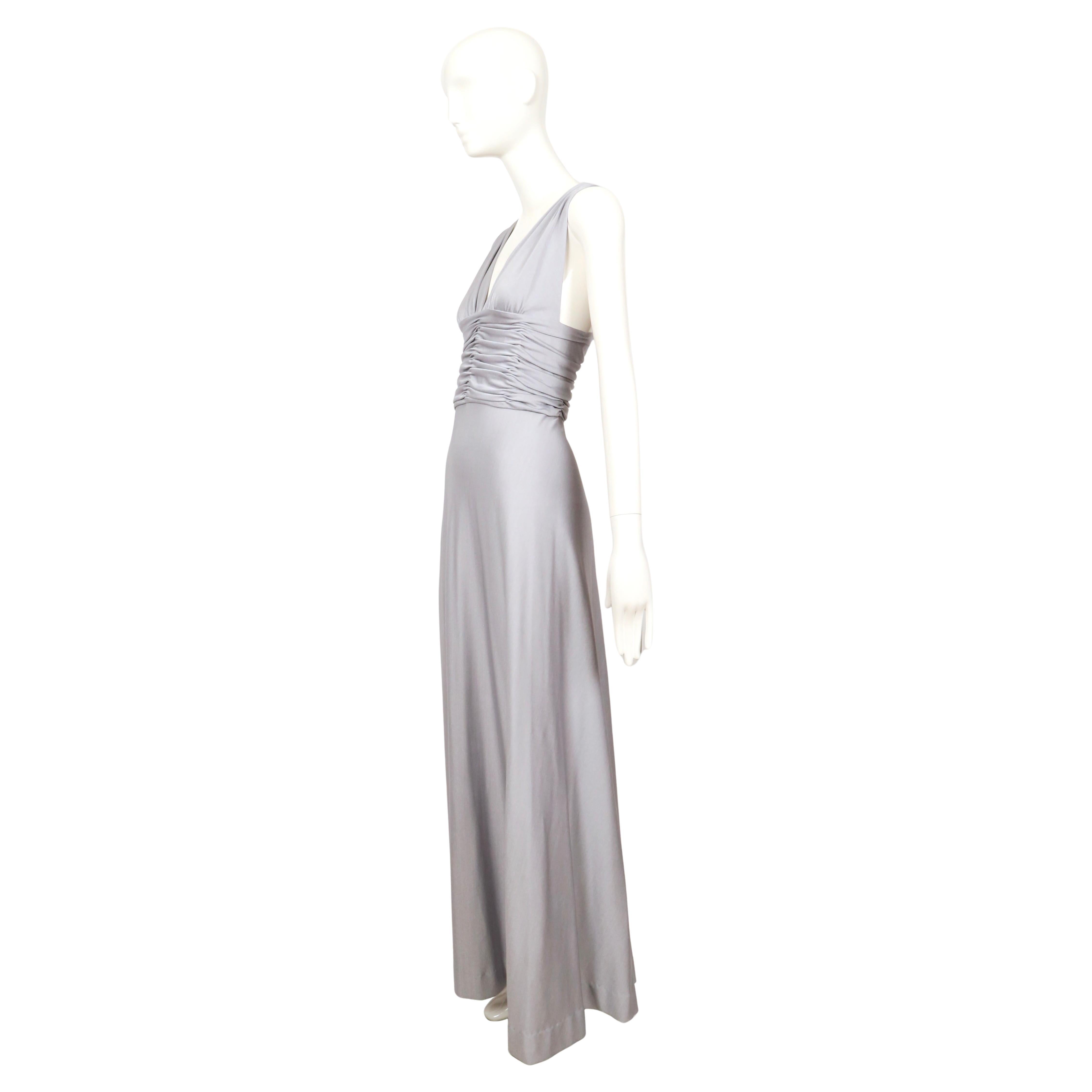 1970's LORIS AZZARO icy silver blue jersey dress with ruching en Bueno estado para la venta en San Fransisco, CA