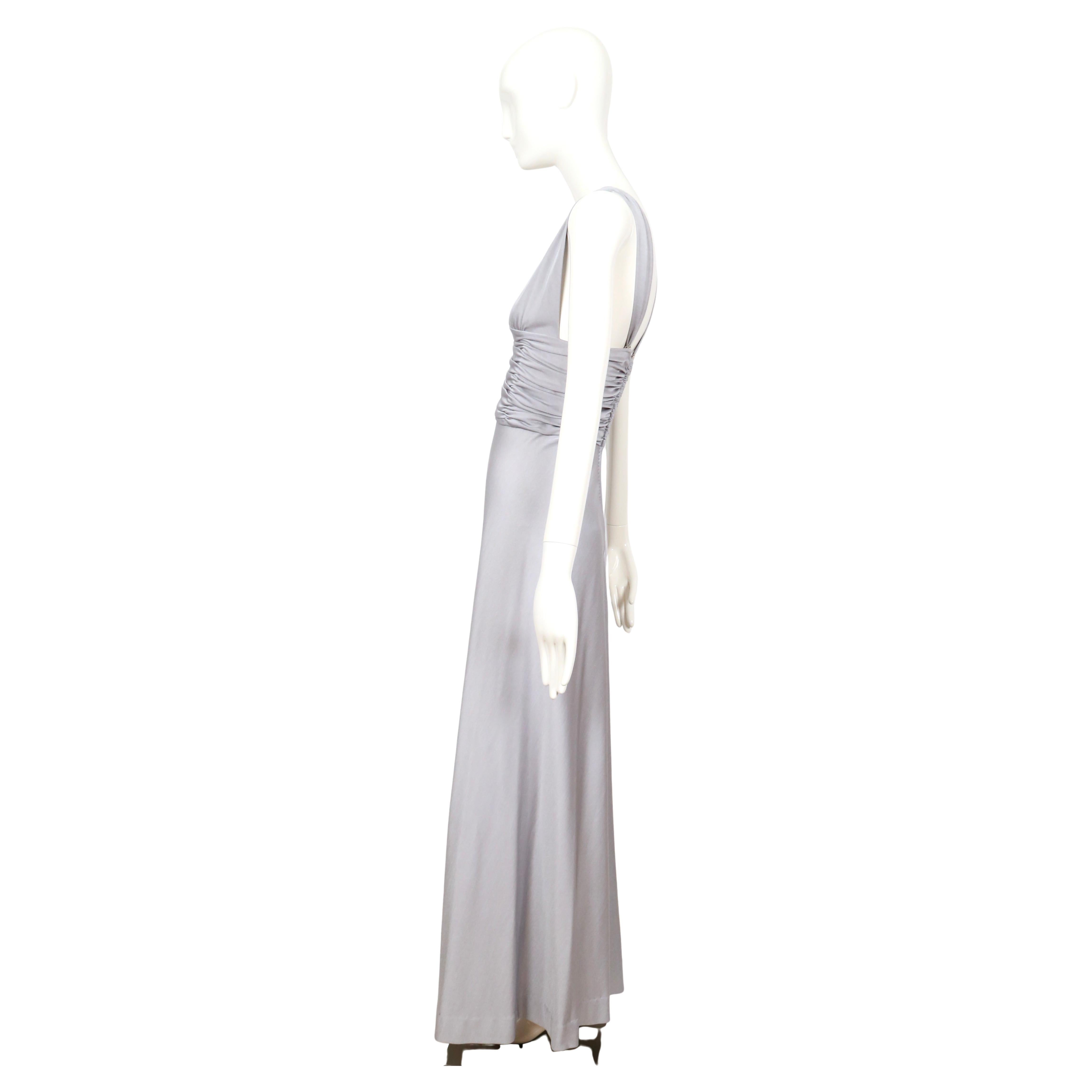 Femenino o masculino 1970's LORIS AZZARO icy silver blue jersey dress with ruching en venta